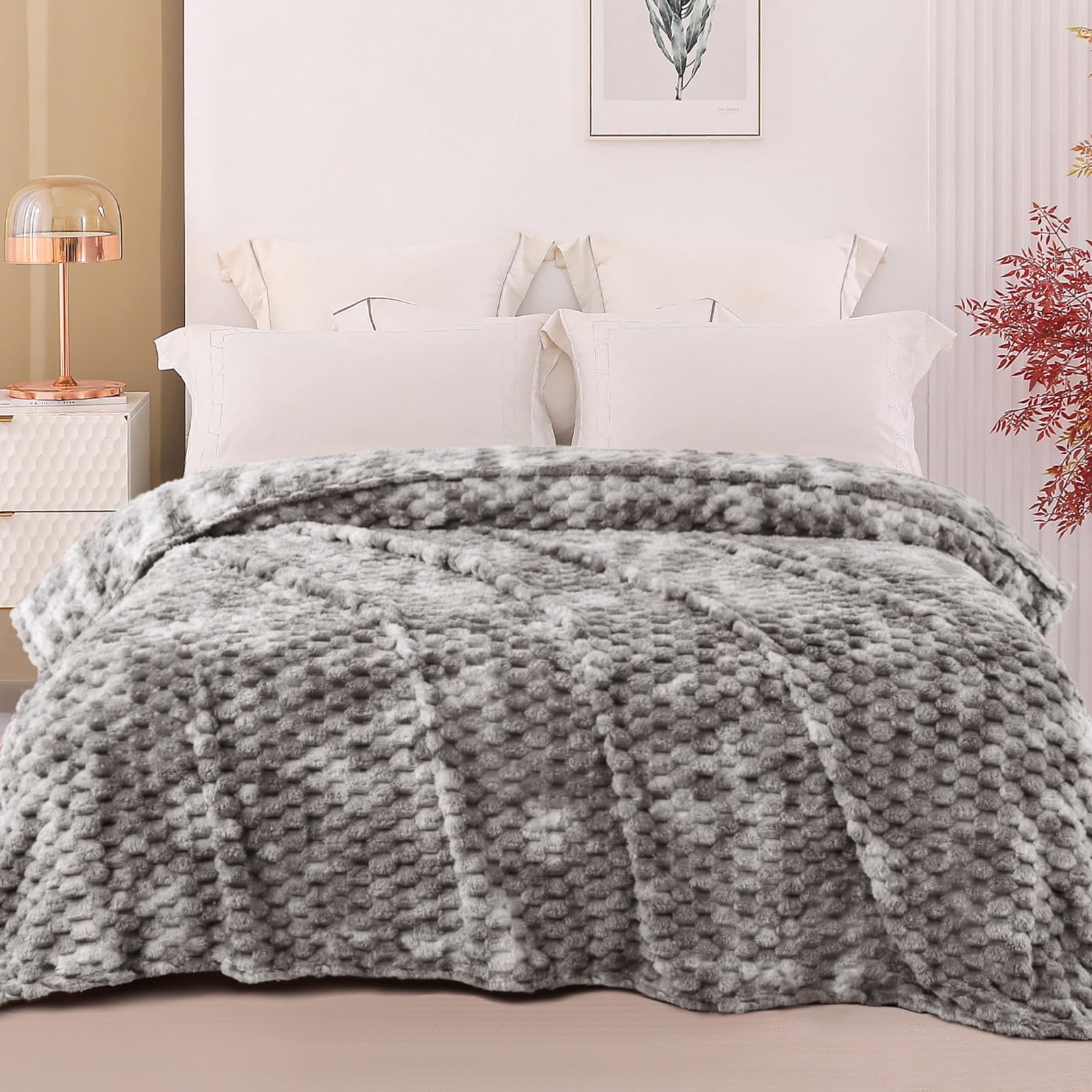 Exclusivo Mezcla 3D Fleece Twin Size Blanket for Bed, Tie-dye Grey