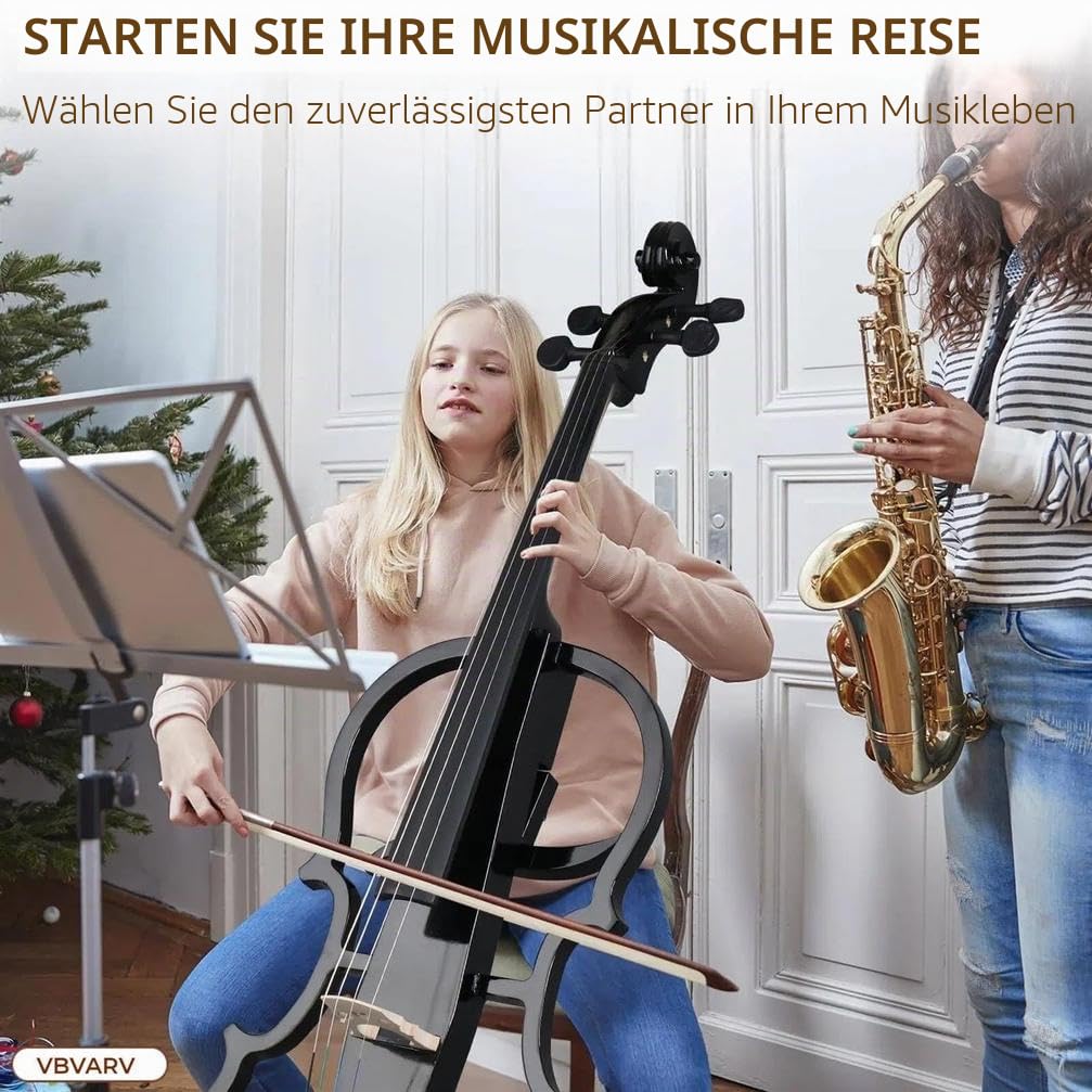 Elektrisches Cello 4/4, Volle Größe E-Cello-Bausatz Mit Leichter Cellotasche Erwachsene, Schüler, Anfänger