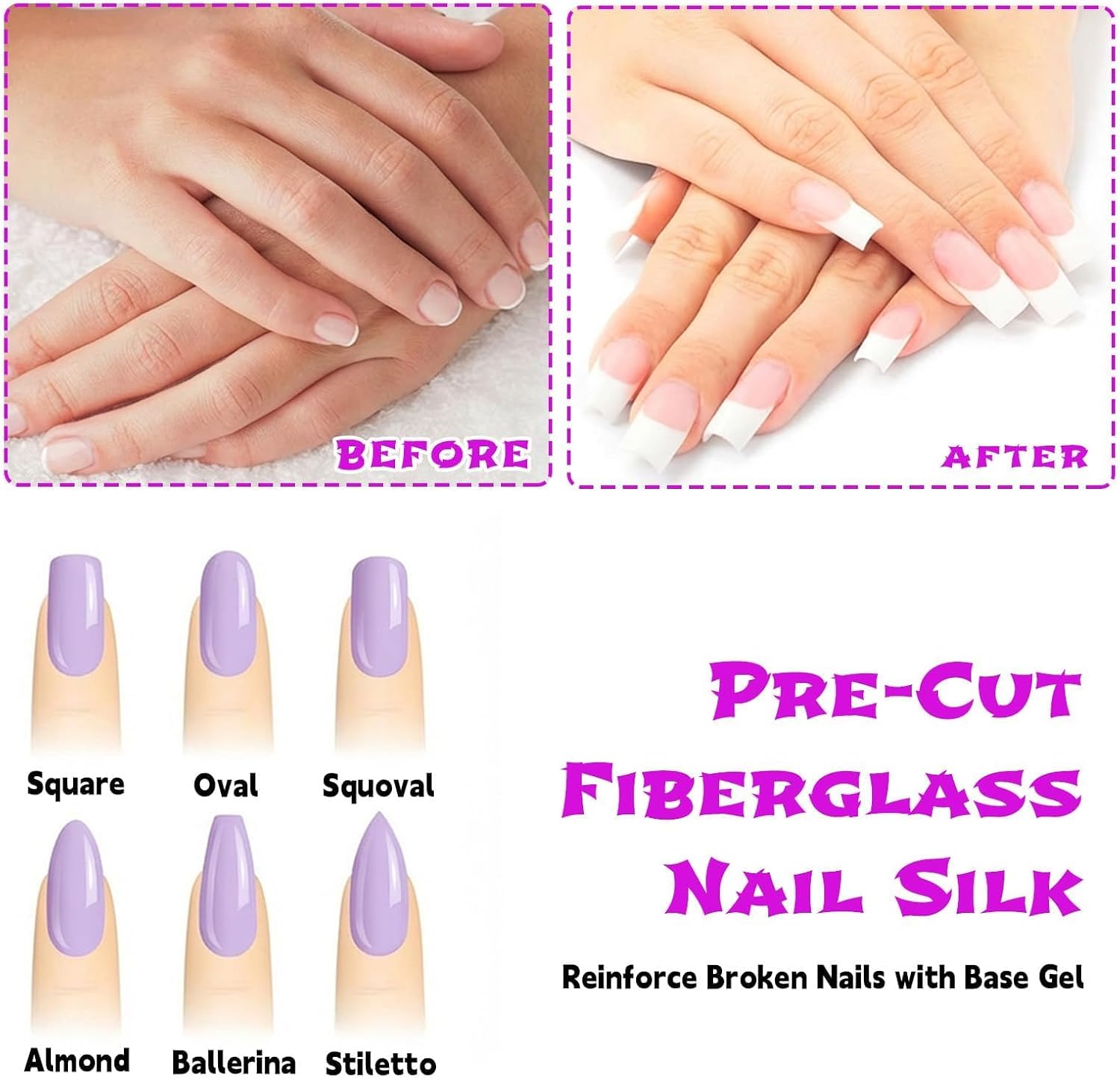 50PCS Silk Nail Wrap & Fiberglass Sheets - Pre-Cut Strengthening Silk for Broken Nail Repair - Ultra-Thin Fiber Wrap for Cracked Nails - Natural Extension Reinforcement for Strengthening Weak Nails