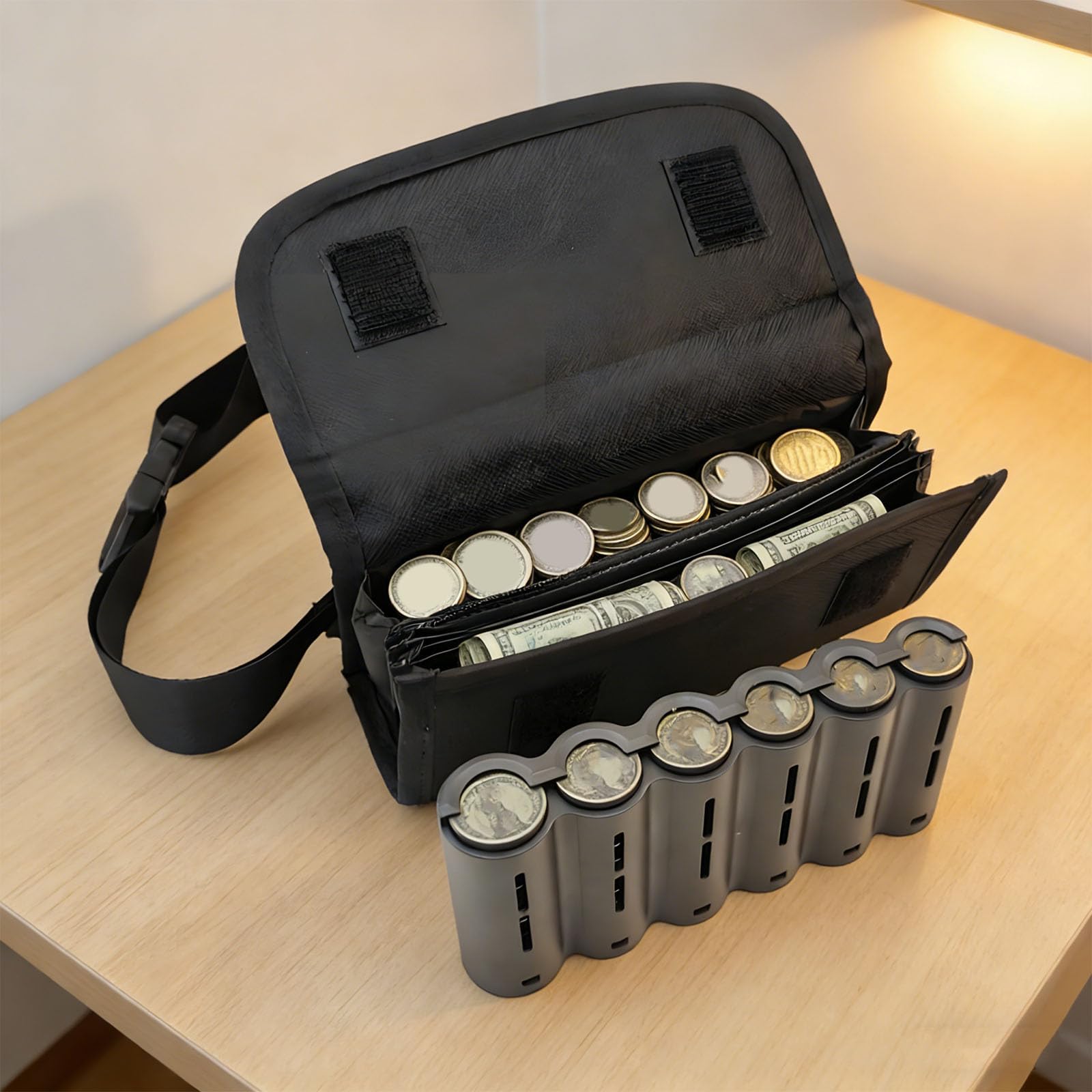 Elegante riñonera portátil con cremallera, bolsa de almacenamiento de monedas con cinturón, perfecta para llevar y clasificar de forma segura