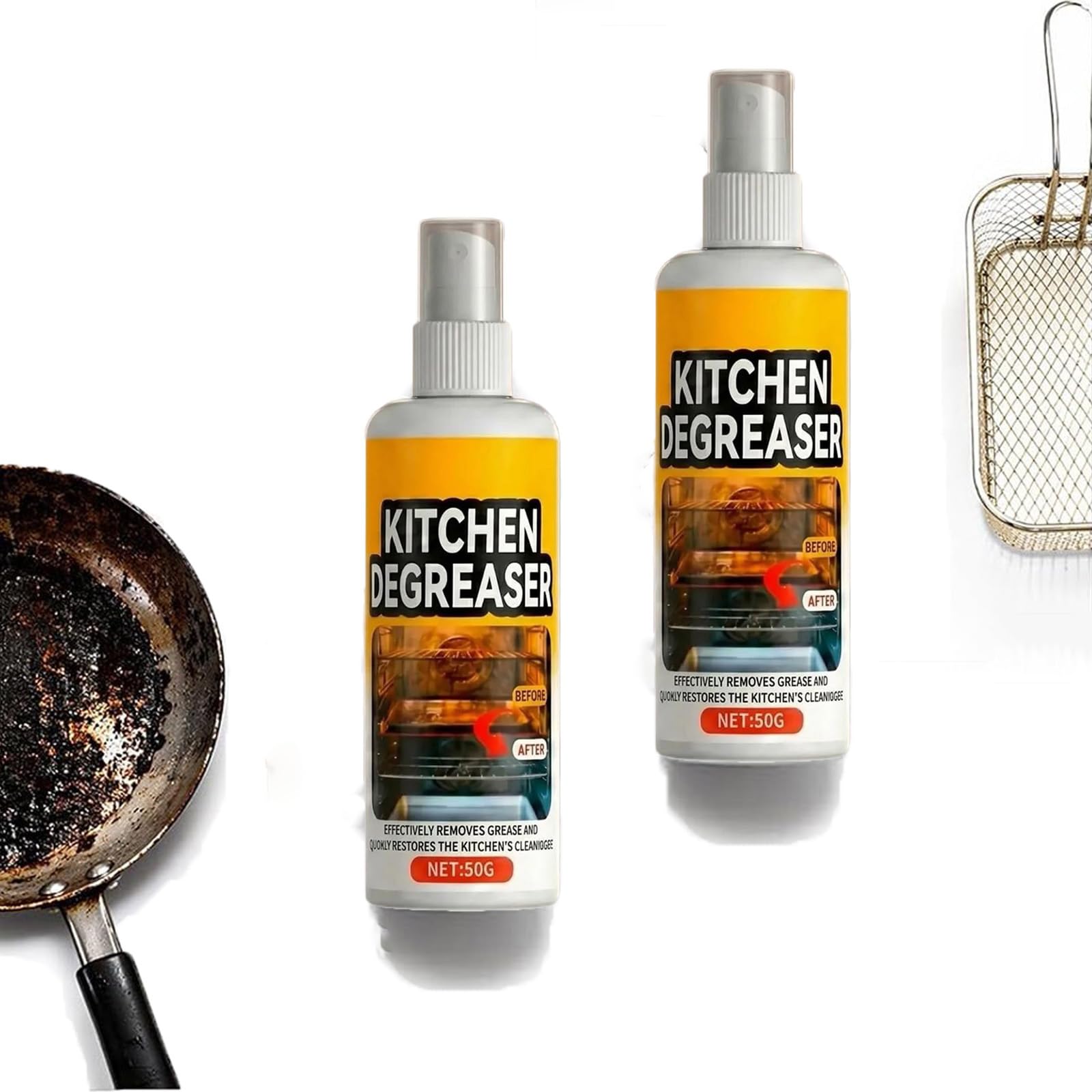Grease Cleaner Spray, Grillreiniger, Pulizia efficiente, Detergente per Forno e Cucina, Adatto per la Pulizia di Forni, Cappe Aspiranti, Pentole, Friggitrici e Griglie da Esterno (2, A)