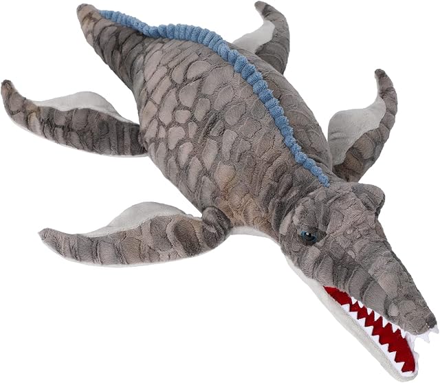 Dinosaur Plush Toy, Mosasaurus Stuffed Animal Throw Plushie Pillow Doll, Soft Grey Fluffy Friend Hugging Cushion - Present for Every Age & Occasion (g-0109)