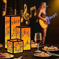 Vista 5 de 6 Sets Music Centerpieces for Table 3 Sizes Music Note Paper Lantern Boxes with Candles, Musical Notes Decorations for Room, Wedding, Birthday