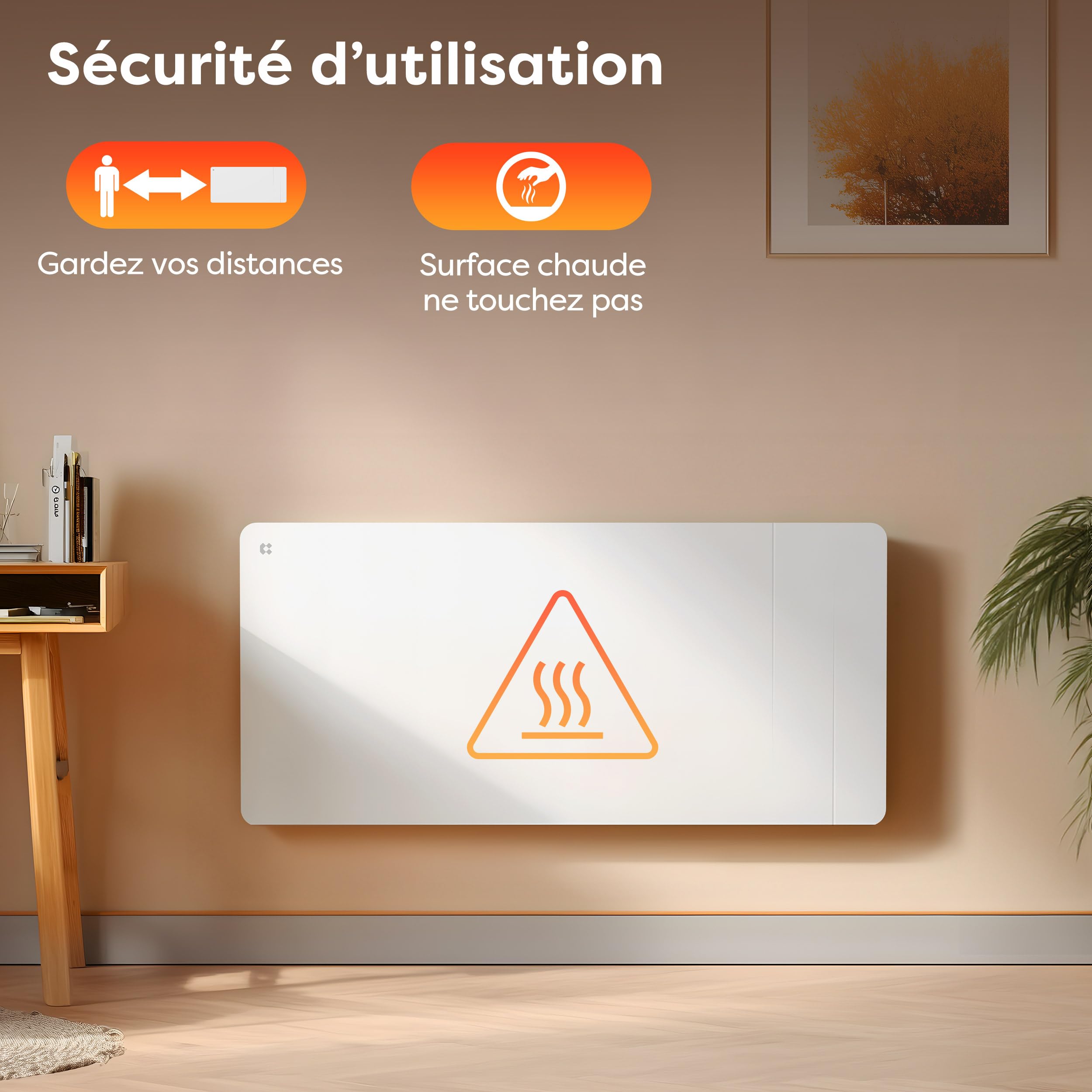 CIARRA Radiateur Inertie Céramique 2000W -WiFi -Film Chauffant - Chauffage Ultra-Rapide pour Grands Espaces (15-30 m²)- CBHTD20A-W