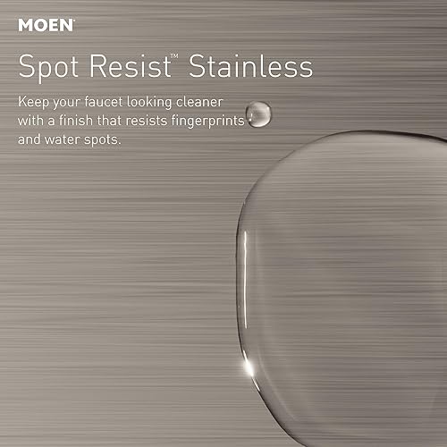 Miniatura 4 de Moen Sombra Spot Resist 87701SRS - Grifo de cocina con rociador extraíble de una sola manija de acero inoxidable con dispensador de jabón y limpieza
