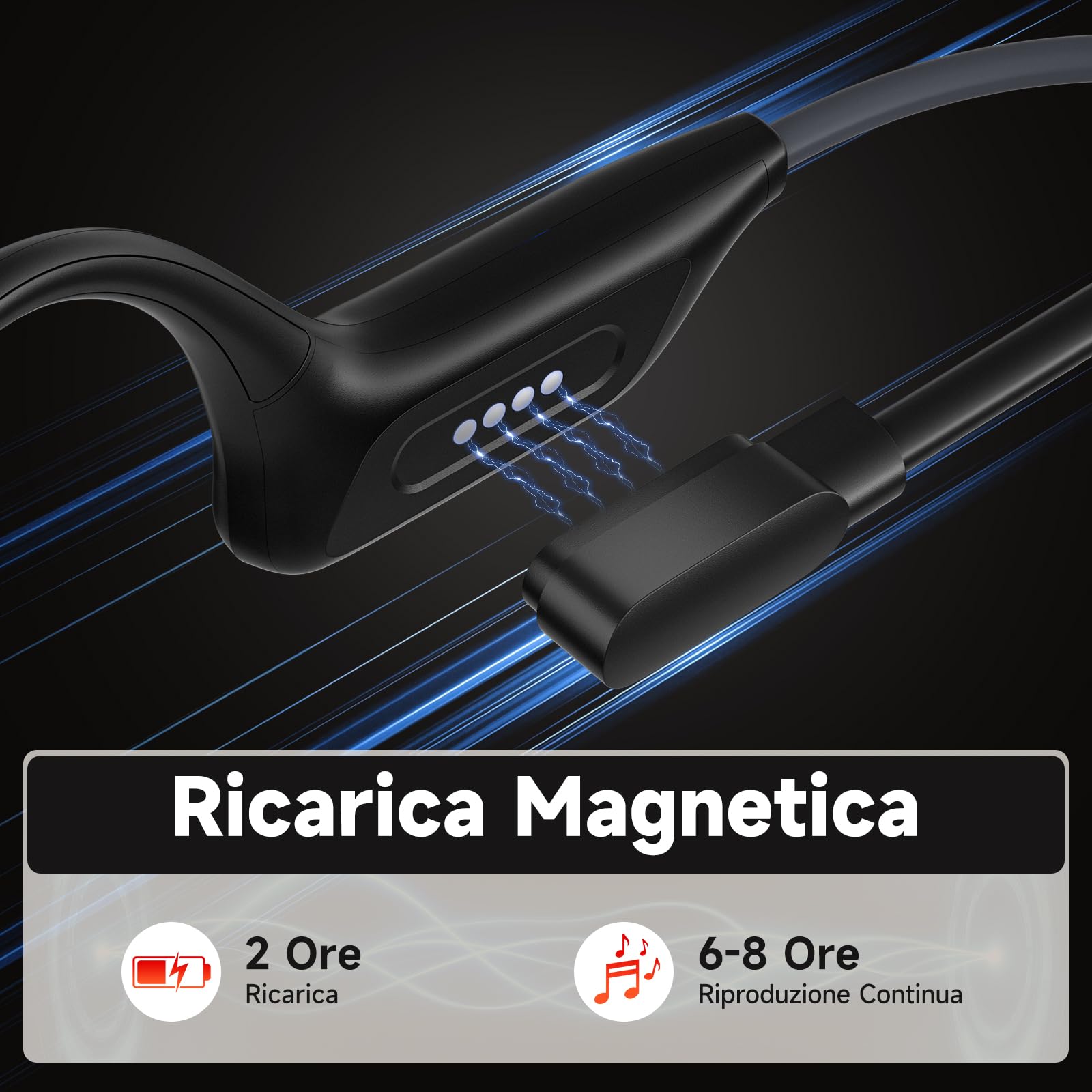 MANKIW Cuffie Conduzione Ossea, IP68 Cuffie Open Ear Bluetooth 6.0, Auricolari Conduzione Ossea per Fitness, Corsa, Auto, Escursionismo