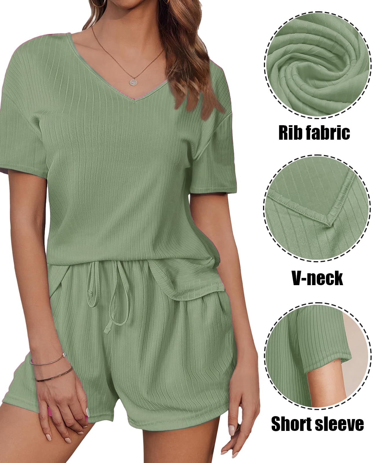 Conjunto Chandal Mujer Chándal Mujer Completo Verano Corto Cortos y Cuello en V Top Traje de 2 Piezas para Casual Running Conjuntos