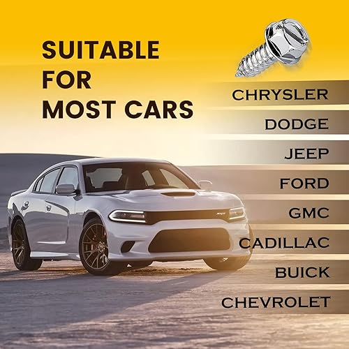 Miniatura 9 de Juego de 8 tornillos para matrícula, de acero inoxidable a prueba de clima, montaje autorroscante, para placas delanteras y traseras y cubiertas de