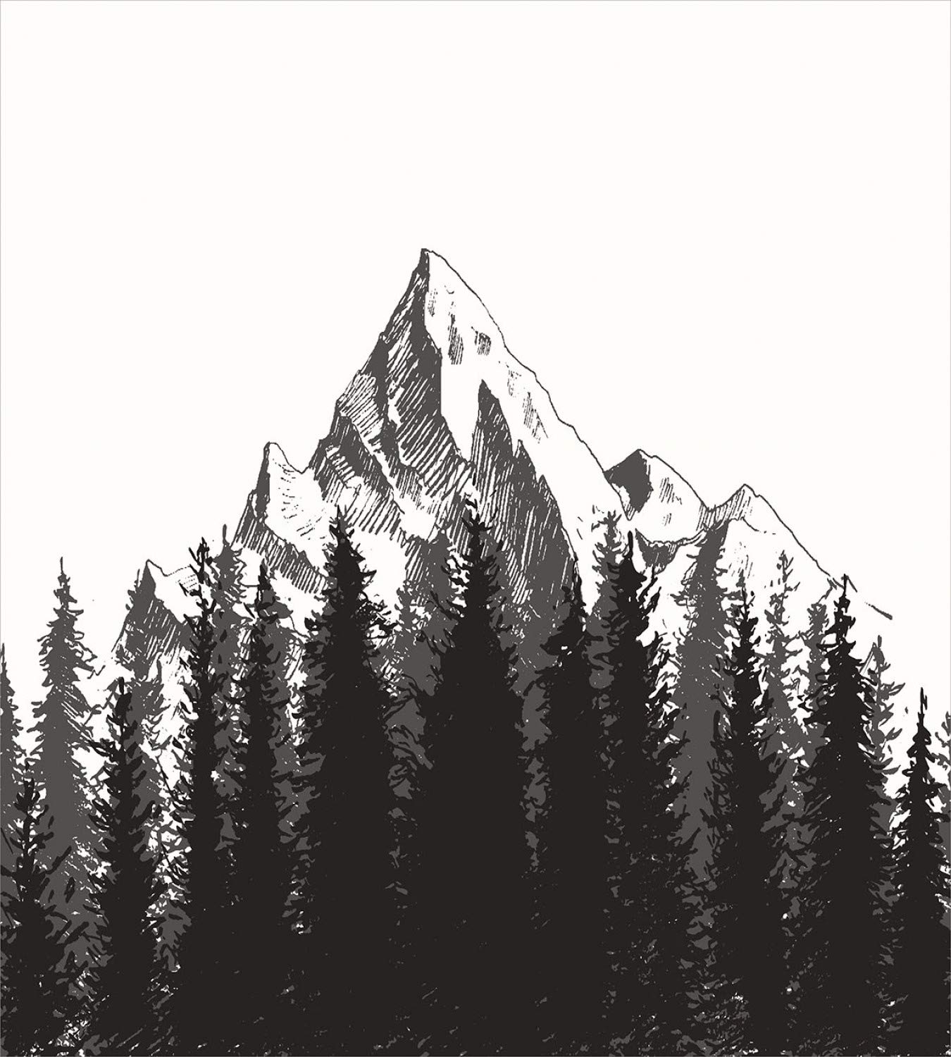 Ambesonne Prehistoric Duvet Cover Set, Mountain Fir Forest and Arrow Folk Style Retro Print, Decorative 2 Piece Bedding Set with 1 Pillow Sham, Twin Size, Taupe Grey