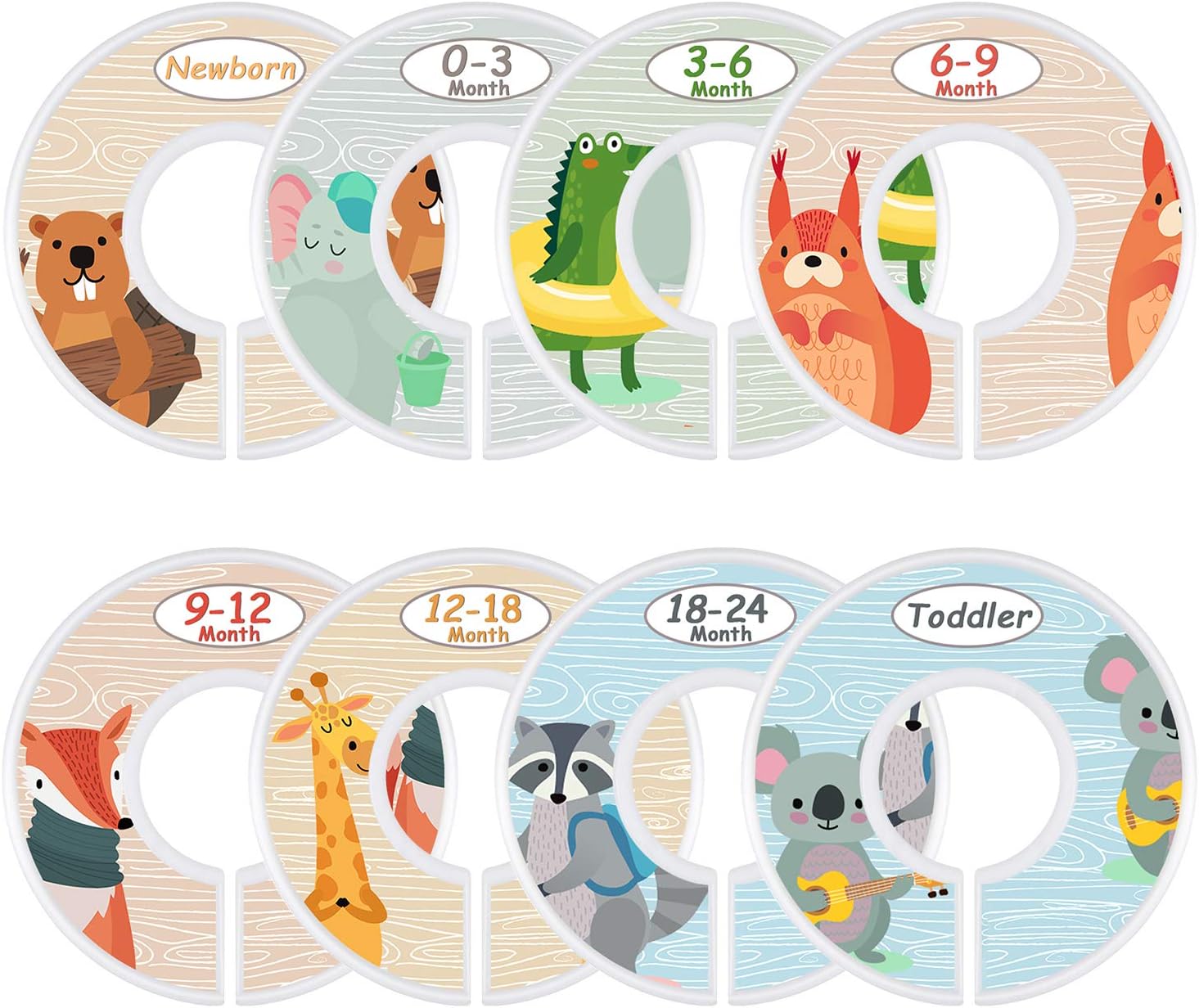 Baby Closet Size Dividers Set of 8 Nursery Baby Closet Clothes Dividers Baby Nursery Toddler Clothes Size Organizer Dividers Girl Boy - Animals