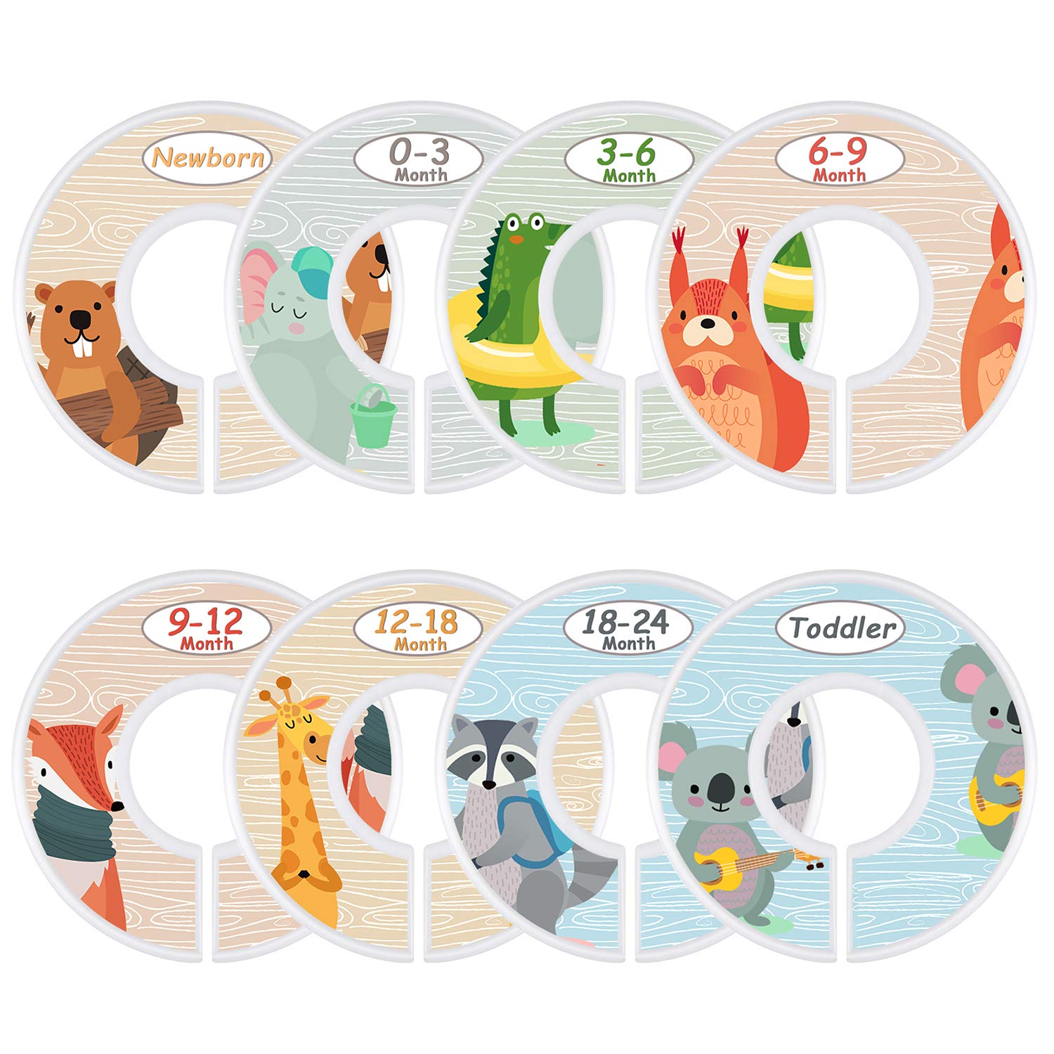 Baby Closet Size Dividers Set of 8 Nursery Baby Closet Clothes Dividers Baby Nursery Toddler Clothes Size Organizer Dividers Girl Boy - Animals