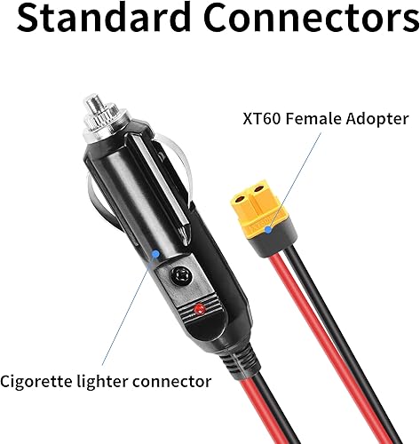 Miniatura 4 de Encendedor de cigarrillos de 1224 V a XT60 Cable YACSEJAO 14AWG 4.9FT XT60 Conector de cargador de coche para automóvilescamiones a generador solar