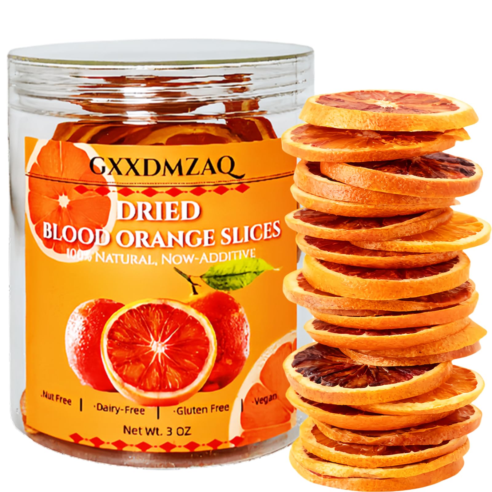 Drink Botanicals Blood Orange Slices - 85g/3oz Pure Dehydrated Citrus Wheels in Reusable Jar, No Added Sugar & Wheat-Free Garnish for Cocktails, Baking, Wreaths & Tea Infusions
