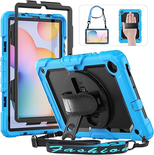 HXCASEAC Funda para Galaxy Tab S6 Lite 20202022 (SM-P613P619P610P615), Samsung S6 Lite con soporte para bolígrafo, correa de mano giratoria