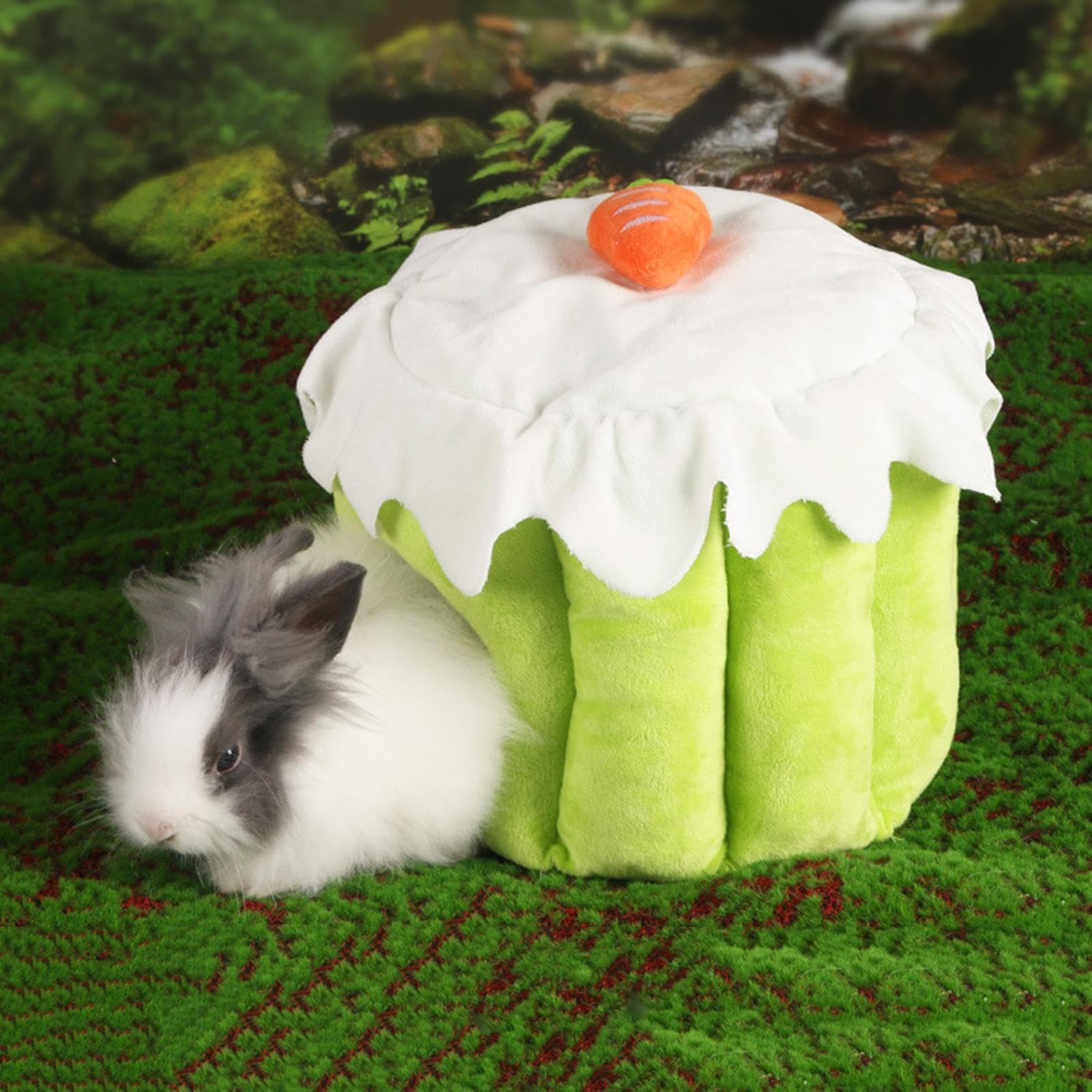 Cama para Conejos Colgante con Forma de Pastel y Cálido | Casa Para Mascotas Sin Fondo para Hámster Conejo Hurón Ardilla Voladora y Roedores Pequeños