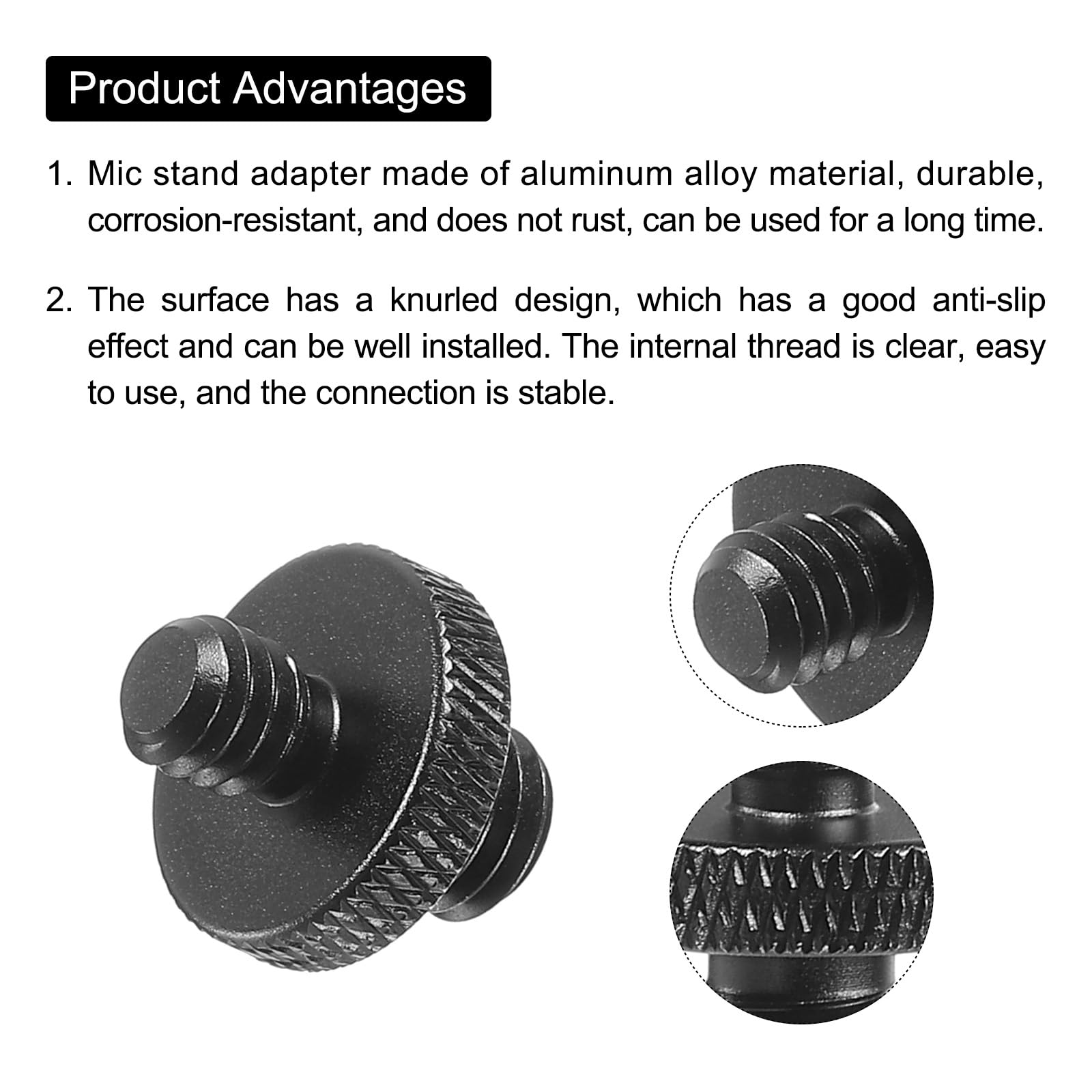 Adattatore Filetto M8 A 1/4 Per Microfono E Fotocamera - 2 Pezzi Nero, Per Treppiedi E Stand - Foto 5