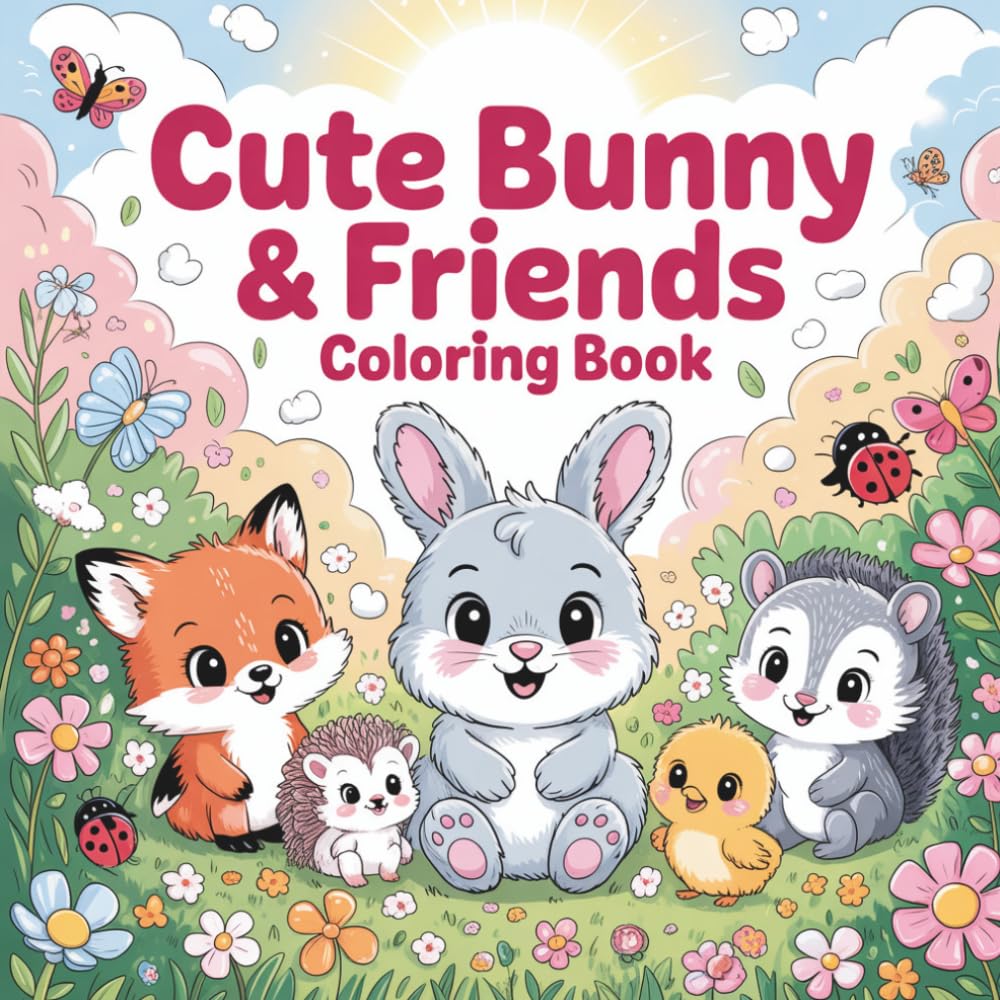Cute Bunny & Friends: 50 Bold and Easy Cozy Animal Coloring Pages with Hugging Bunnies, Cozy Woodland Friends and Relaxing Garden Scenes for Teens and Adults (Cozy Animal Friends Coloring Series)