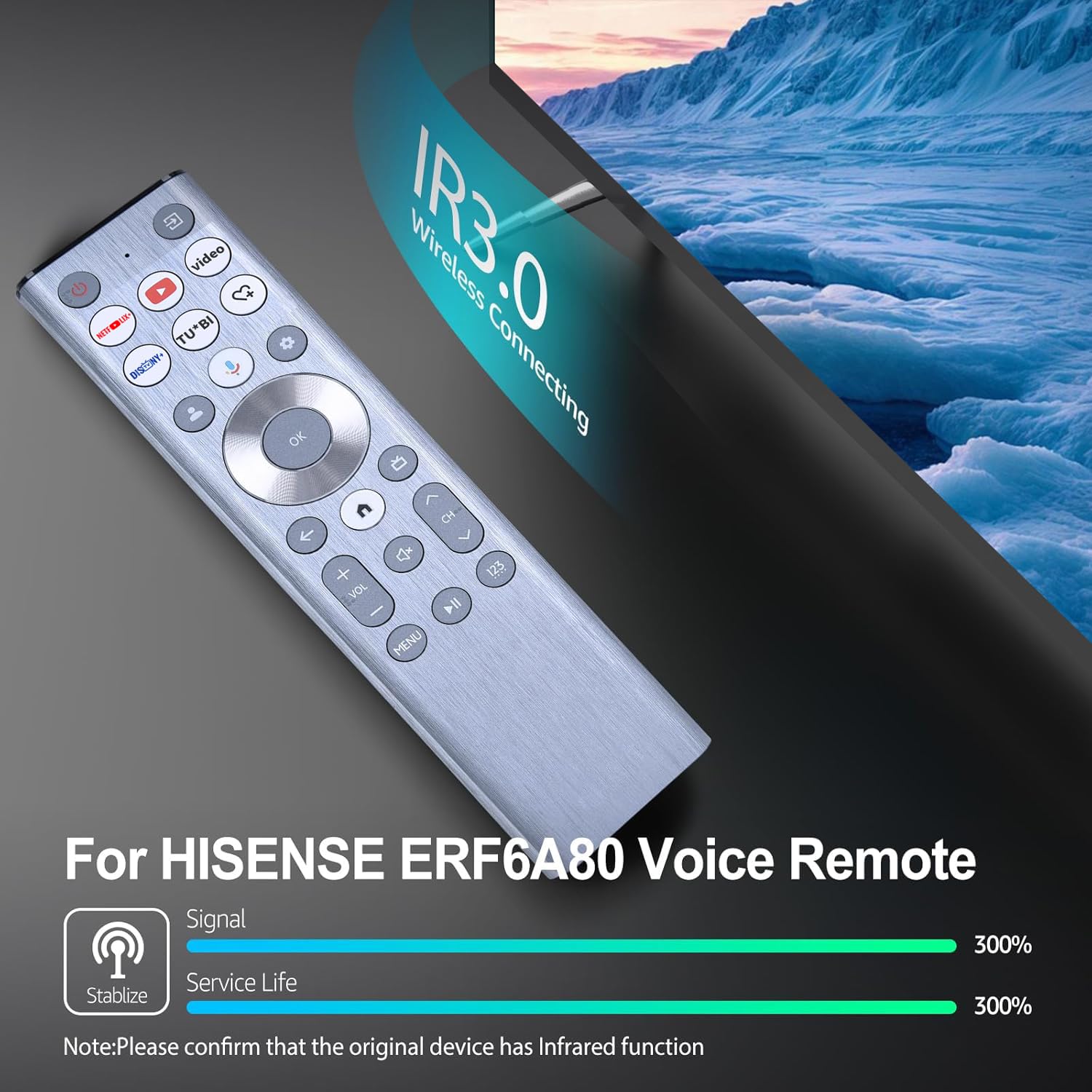 ERF6A80 zamienny pilot do telewizora z podświetleniem głosowym do Hisense, do Hisense U6 U7 U8 serii A7 Mini-LED ULED 4K UHD Google Smart TV