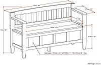 Vista 2 de SIMPLIHOME Brooklyn Entryway Storage Bench - 48 inch Wide Solid Wood Hallway Bench in Medium Saddle Brown, Contemporary Mudroom Bench for Entry or