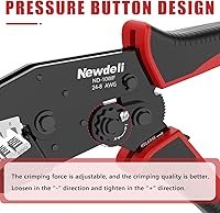 Vista 5 de Newdeli Crimpadora de virola de alambre 24-8 AWG - Herramienta de crimpado de alambre de trinquete para conectores de virola, terminales de cable