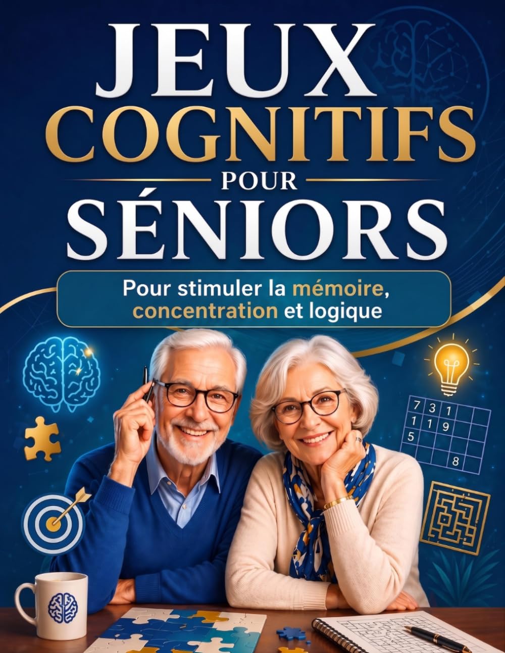 Jeux Cognitifs pour Seniors - Pour stimuler mémoire, concentration et logique: 96 Activités Variées en Grands Caractères | Mots Mêlés, Sudoku, et bien ... | Cadeau idéal pour grand-père ou grand-mère