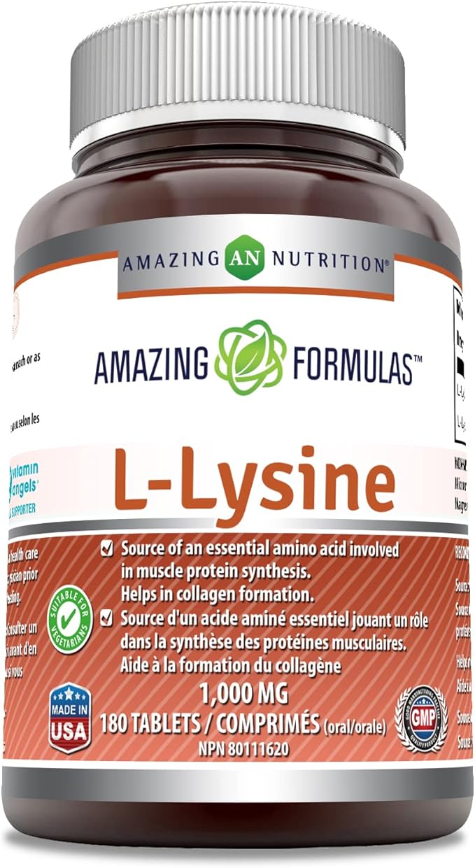 Amazing Nutrition Amazing Formulas LLysine 1000mg Amino Acid Vitamin