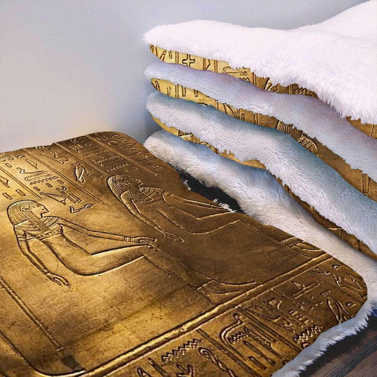 review Old Coffee Brown Pets Cat Bed Pet Blanket Thermal Egypt Hieroglyphics Soft Warm Puppy Blanket Cover Dog Cat Fluffy Fur Blanket Sleep Egyptian Print 14