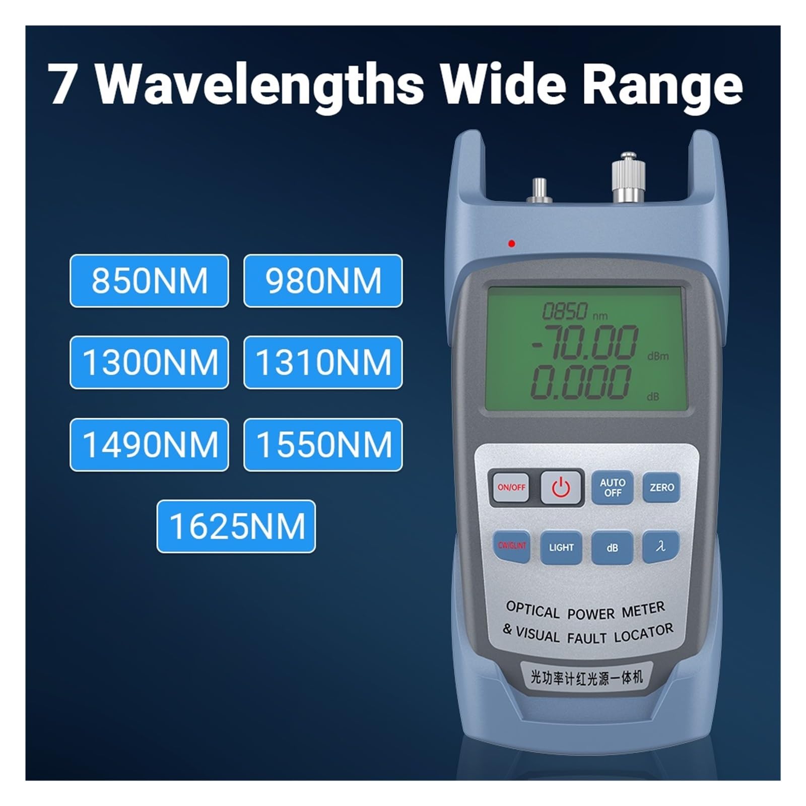 Medidor De Potencia Óptica De Fibra con Localizador Visual De Fallos, Probador De Fibra, Conector SC FC ST, Equipo De Prueba Óptica (-70~10dBm),Datos De MedicióN Precisos(AXP30D 30mw)