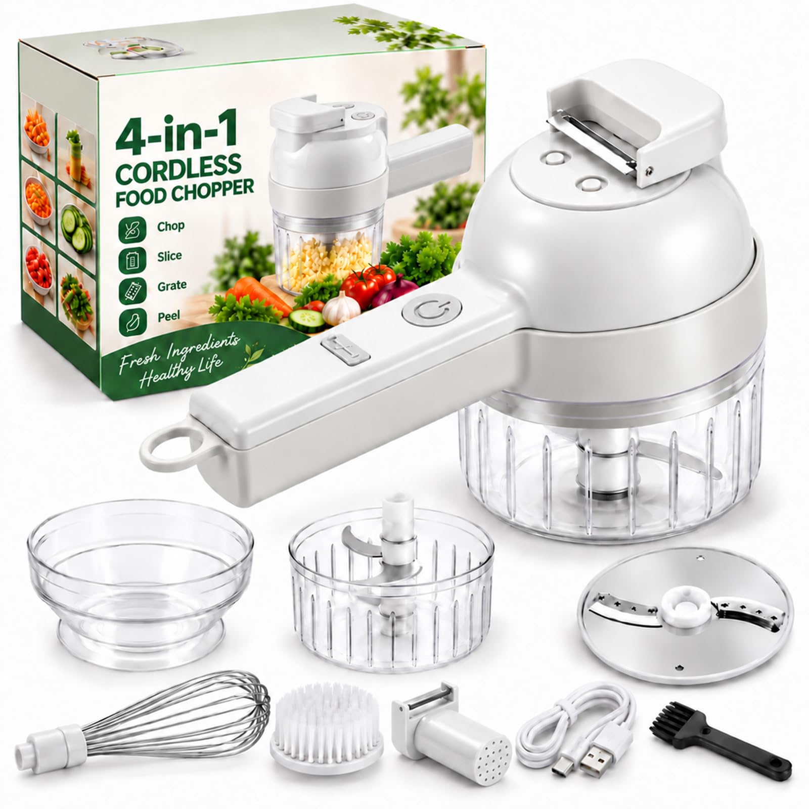4 in 1 Wireless Electric Vegetable Chopper, Multi Blade Food Chopper