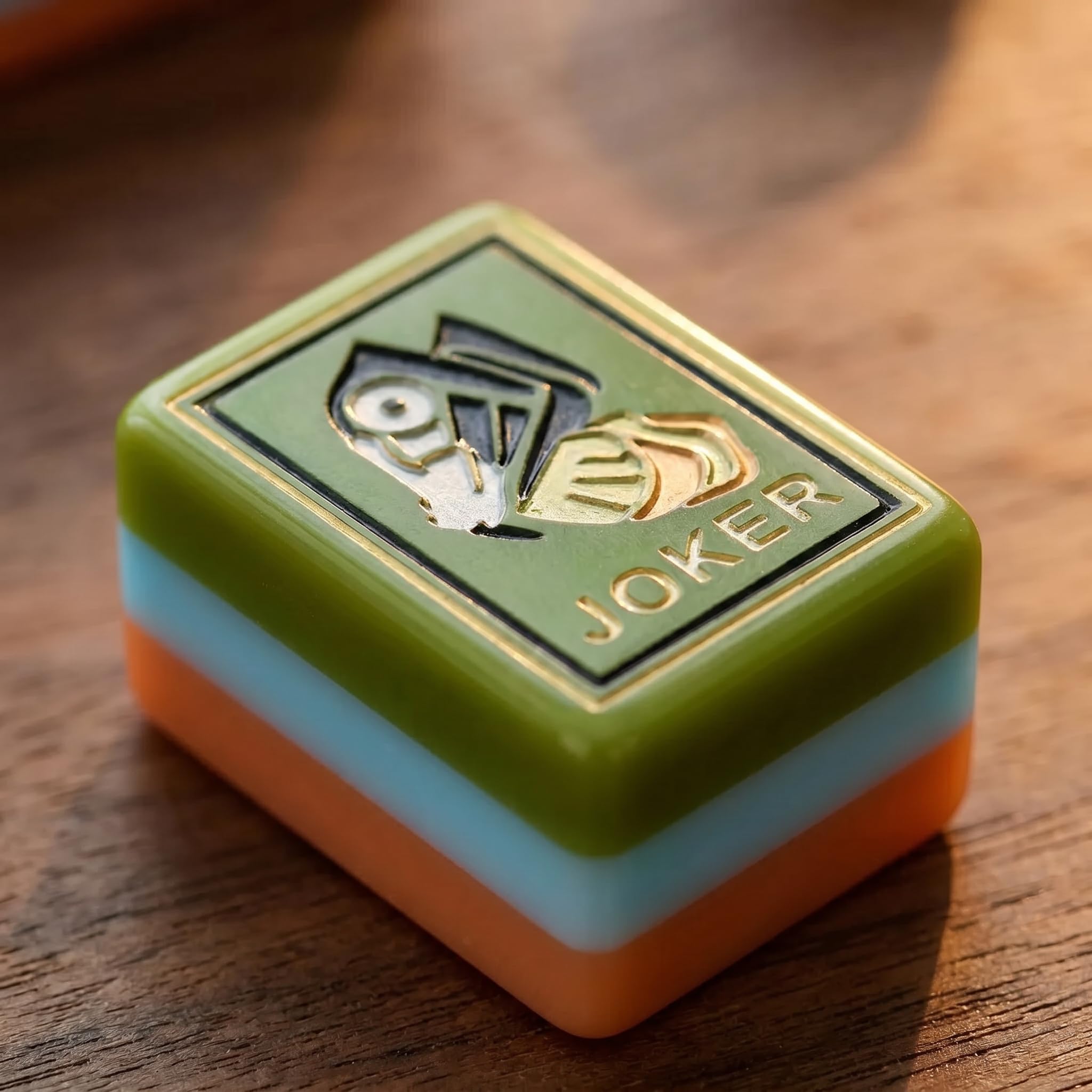 Handgemaltes Ölgemälde, amerikanisches Mahjong-Set, Gravur, Reisespiel | 160 Acryl-Fliesen, 4-lagig, Olivgrün, Himmelblau und Terrakotta, Geschenk für Fliesenliebhaber
