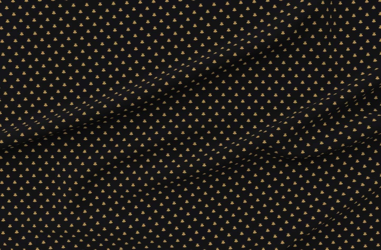Spoonflower Fabric - Bees Bee Black Small Gold Antique Art Deco Bugs Flying Insect Printed on Organic Cotton Sateen Fabric by The Yard - Sewing Quilting Apparel Home Decor