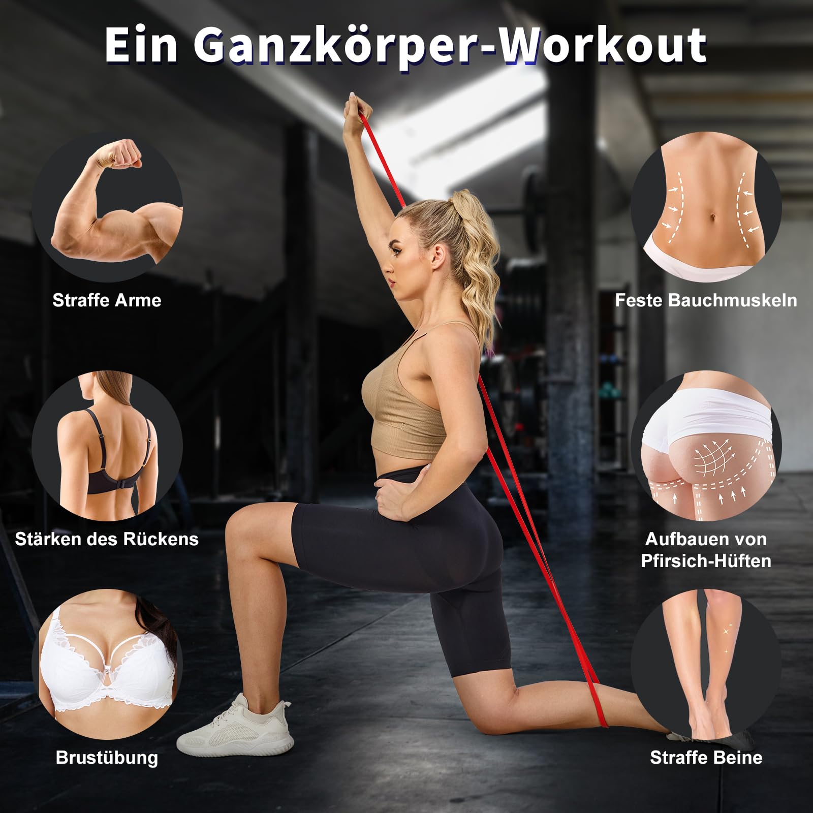 Klimmzug-Hilfsband-Set, Lange Widerstandsbänder für Klimmzüge und Training, Fitnessbänder für Männer zur Muskelkräftigung und Körperformung – Tragetasche Inklusive