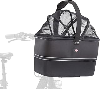 TRIXIE Hundekorb für das Fahrrad vorne bis 6 kg 41 × 47 × 29 cm - Hundefahrradkorb für den Lenker - inklusive Regenhaube für Hundefahrradkorb und Netzabdeckung, 13108