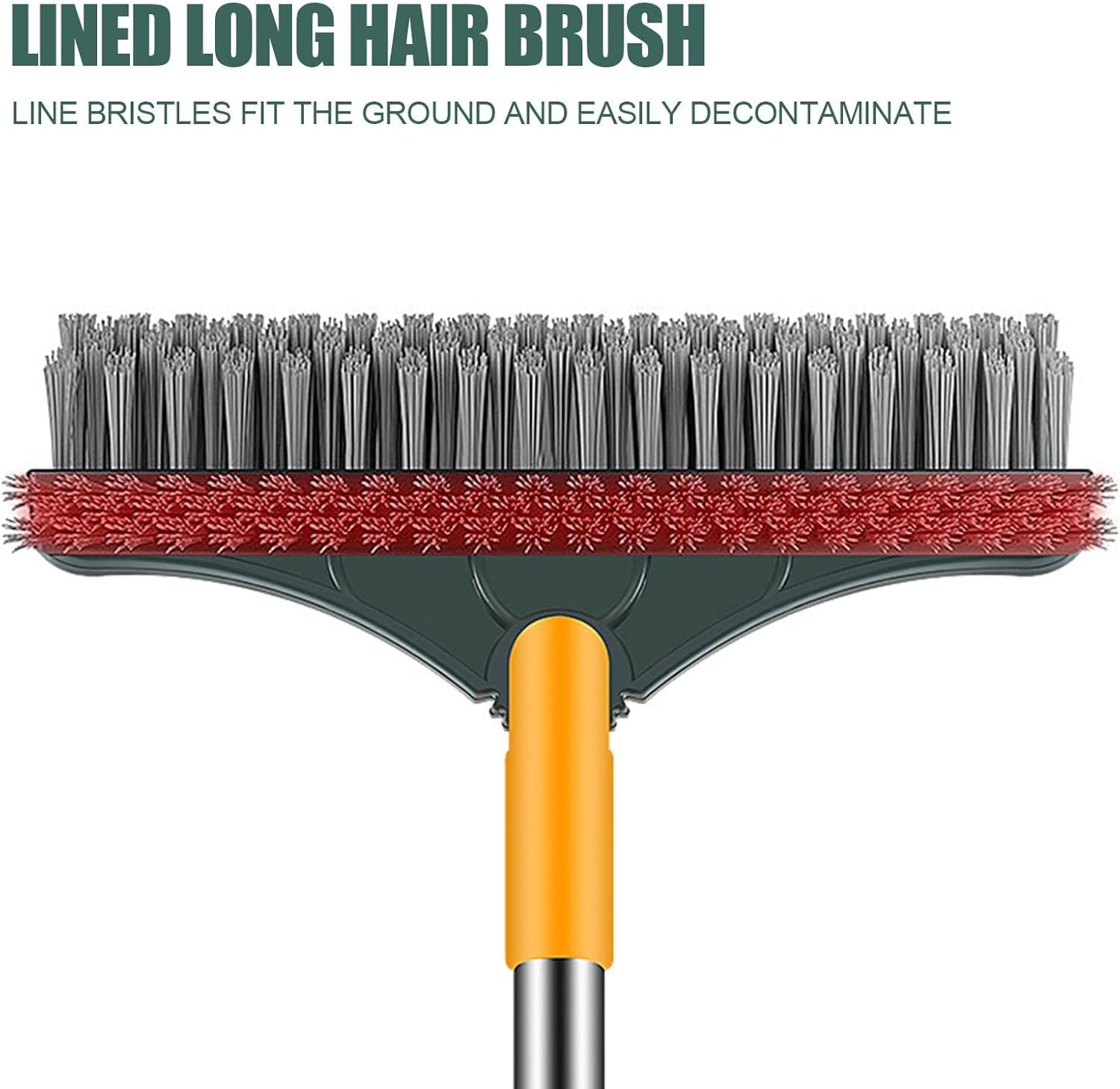 RutviRoshan 3 in 1 Cleaning Scrub Brush Grout Brush Scrape Floor Scrub Brush with Long Handle V-Shape Stiff Bristle Brush Scrubber with Squeegee 2