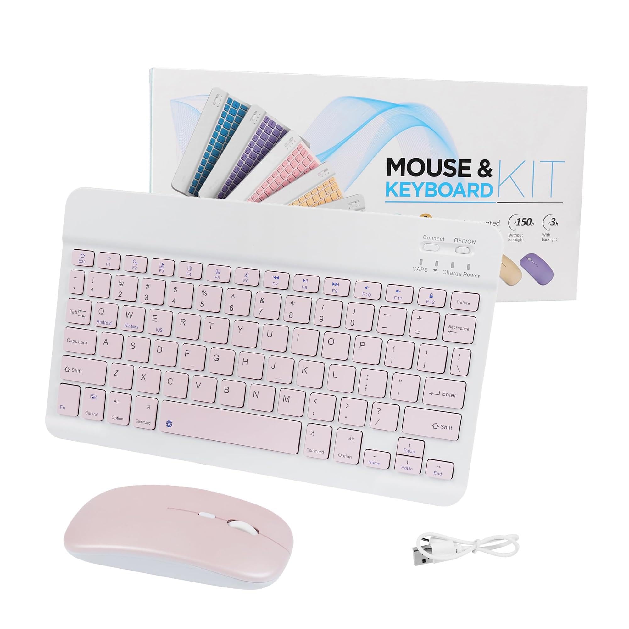 CHUYI Wireless Keyboard and Mouse Combo, Compact Ultra-Thin Sleek Design Cordless Rechargeable Bluetooth Keyboard and Mouse Set 78Keys for PC Computer