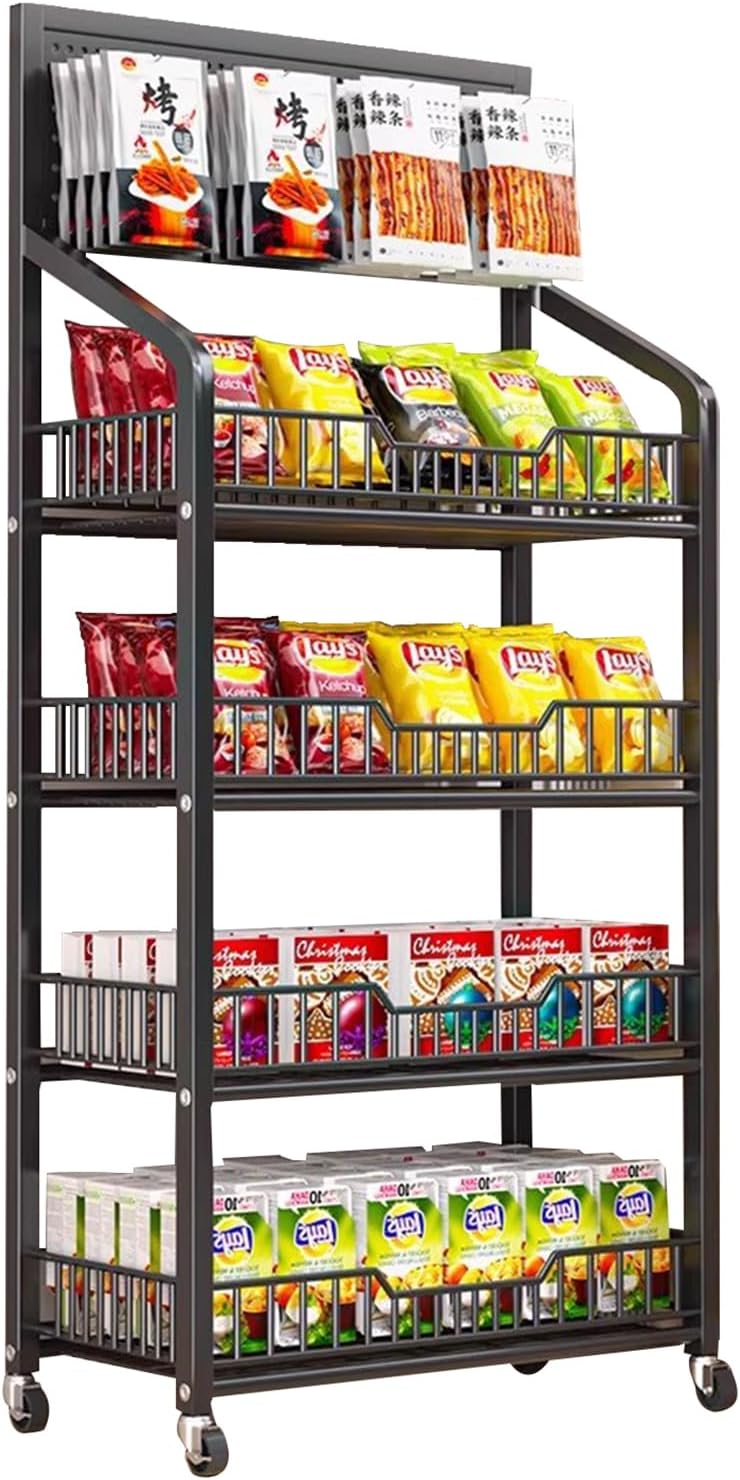 Amazon.com: XNKLMYT 4 Tier Retail Display Rack, Metal Snack Rack with ...