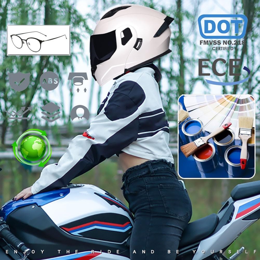 Caschi Modulari per Moto Bluetooth Intercom Casco Moto Apribili Omologato ECE/DOT Casco Moto Flip Up Donna Casco Moto modulare Uomo Leggero Casco Moto Full Face Helmet M~XXL