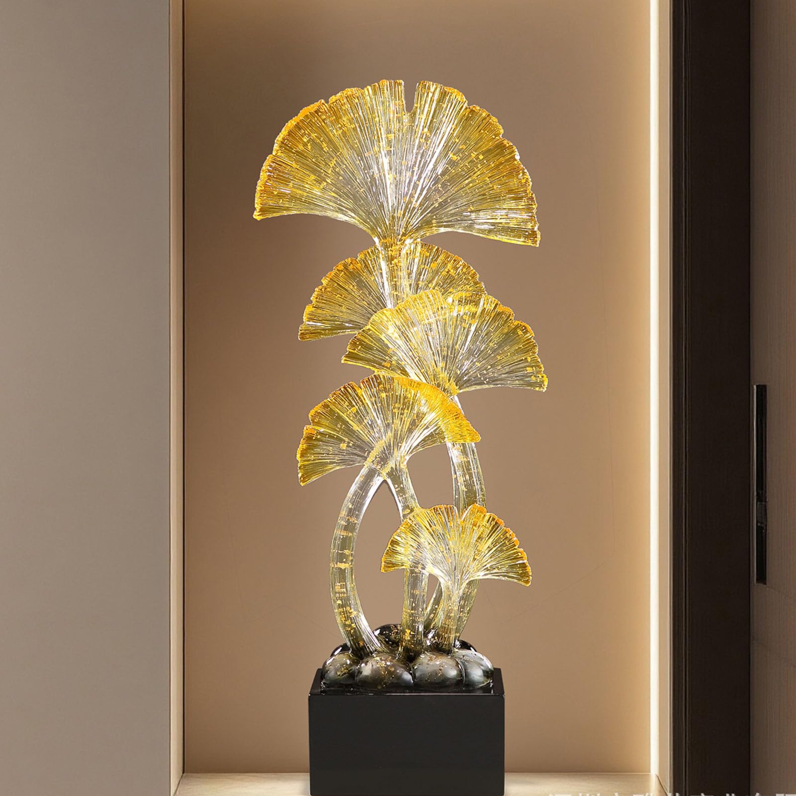 Żywica Liść miłorzębu Feng Shui Decor-Złoty jesienny liść i ozdoba na biurko na szczęście, długowieczność i pozytywną energię Prezent do domowego biura,Green