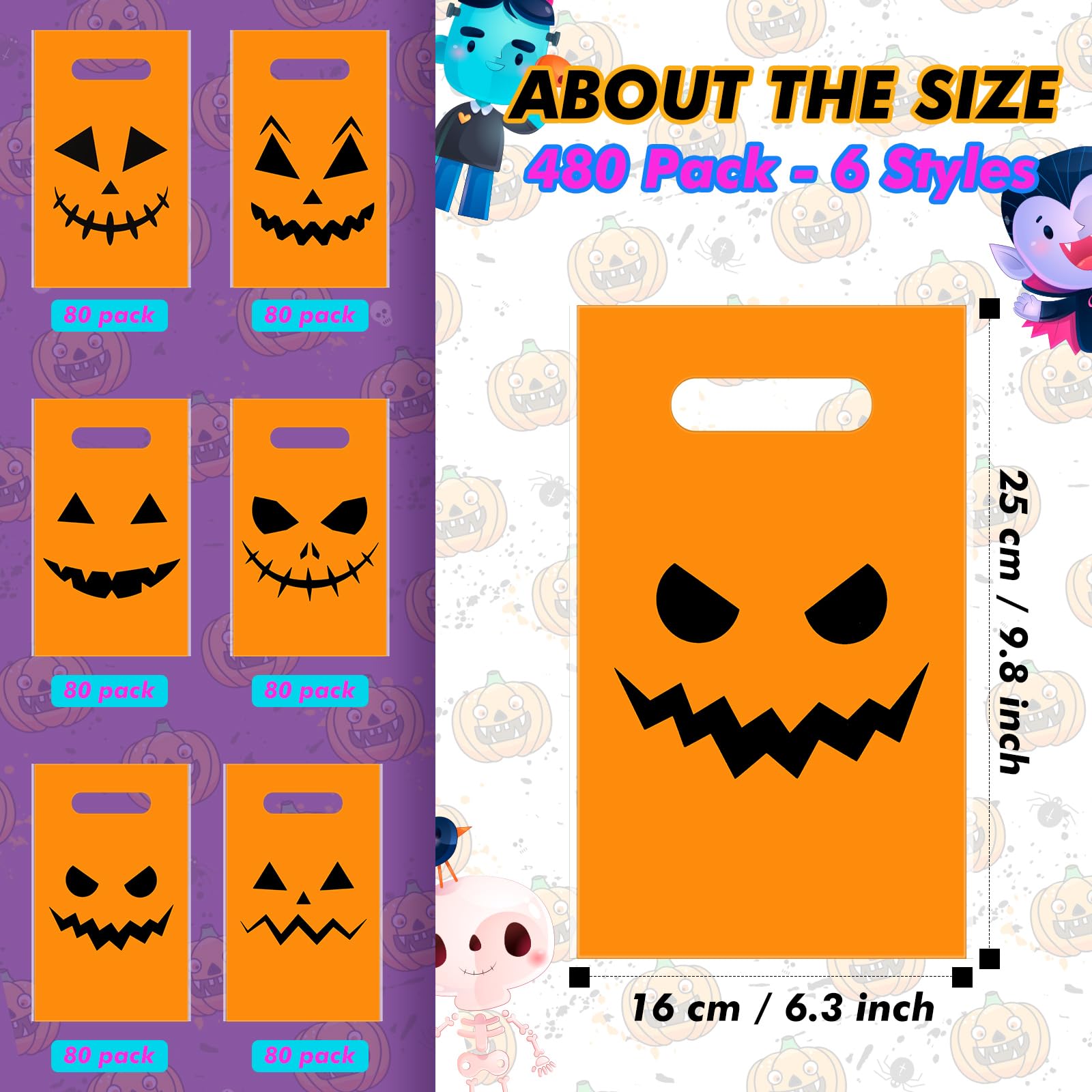 Treat Bags Sabary 80 Pcs Halloween Drawstring Candy Bags Halloween Gift Bags, image size:1600x1600