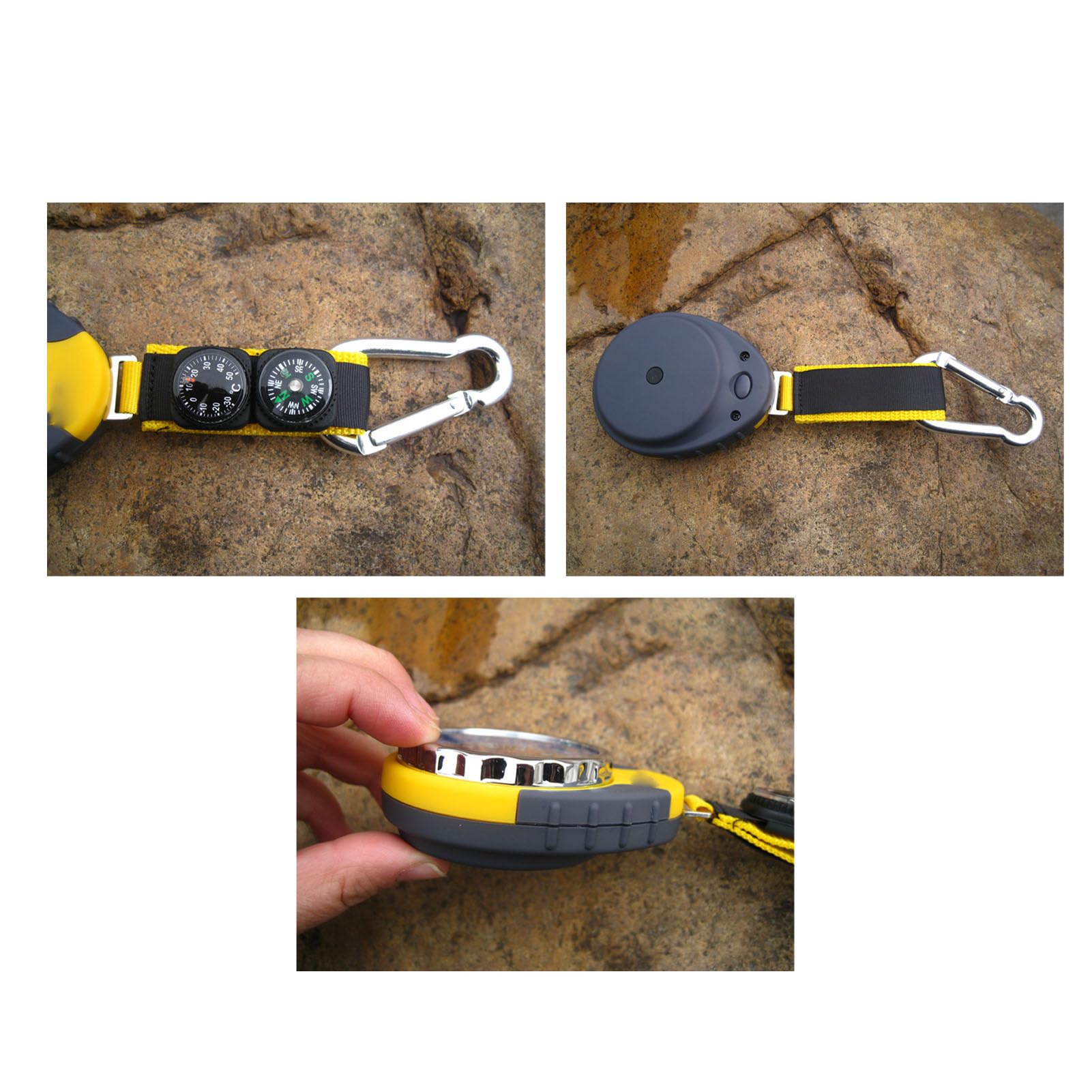 Jiawu Altimètre Portable Multifonctionnel, Baromètre, Boussole, Compteur de Température pour la Randonnée, Matériau ABS, Instrument Extérieur 4 en 1, Compteur de Température D'altitude pour