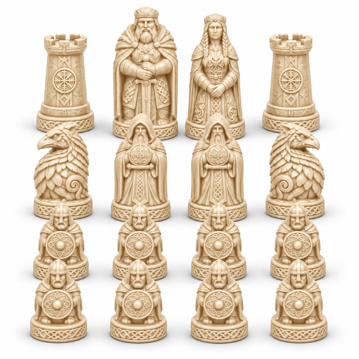 16pcs3D Vintage Nordic Chess Pieces, Home Decor Collectible Gift for Chess Enthusiasts