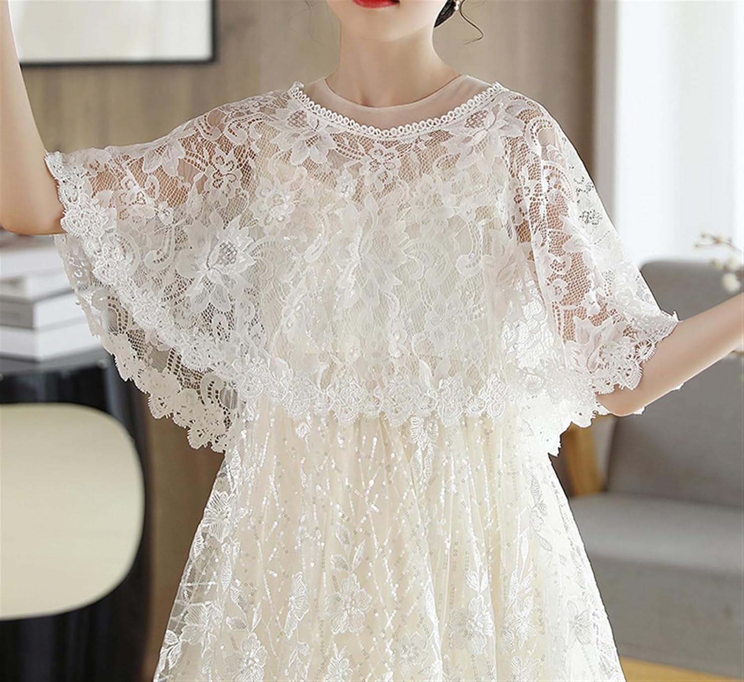 Lifup Girls Lace Flower Girl Bolero Shrugs Shawl Wrap Kids Spring Summer Dress Cover Up
