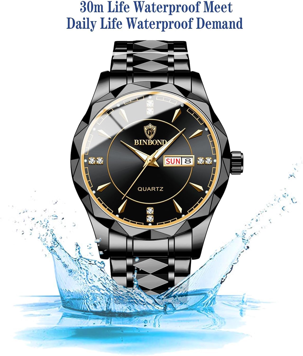 FANMIS Valentines Couple Pair Quartz Watches Luminous Calendar Waterproof Business Dress Luxury His and Hers Wristwatch Stainless Steel Couple Wedding Romantic Watch