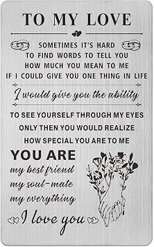 Resdink I Love You Gifts for Women Her, Romantic Wedding Card for Girlfriend Wife, Female Love Gifts Card Woman Mini Love Note, Wife Present for Women