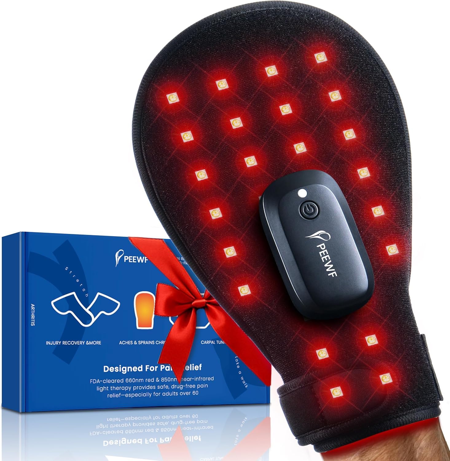 Photo 1 of Wireless Red Light Therapy Glove with Heat for Hands and Wrist – 660nm & 850nm Near-Infrared | Pain Relief for Arthritis, Carpal Tunnel, Sore Muscles, Auto Shut-Off, Mother's Day Gift