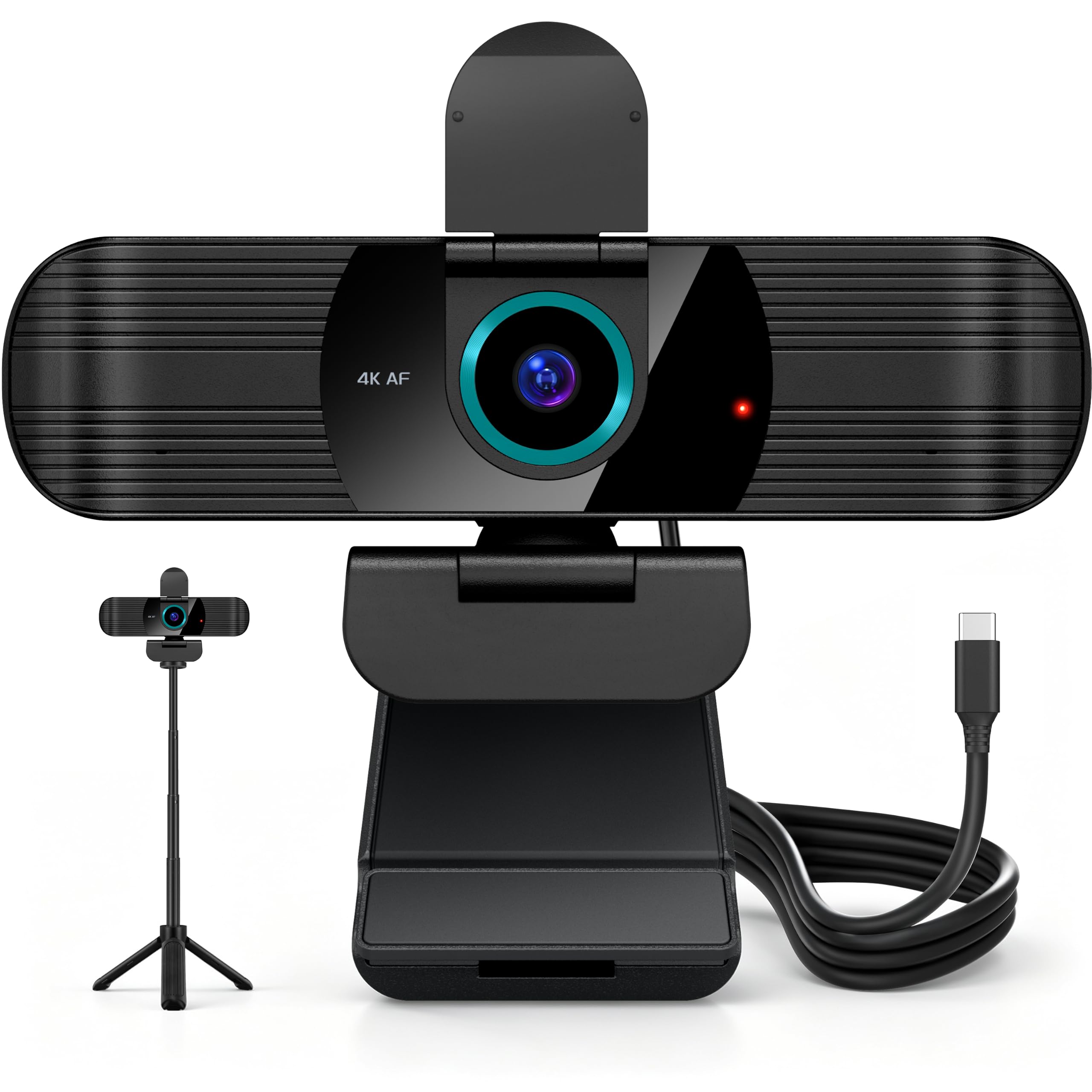 Pro UHD 4K/30fps Webcam with Tripod, External USB-C Camera for PC/Laptop