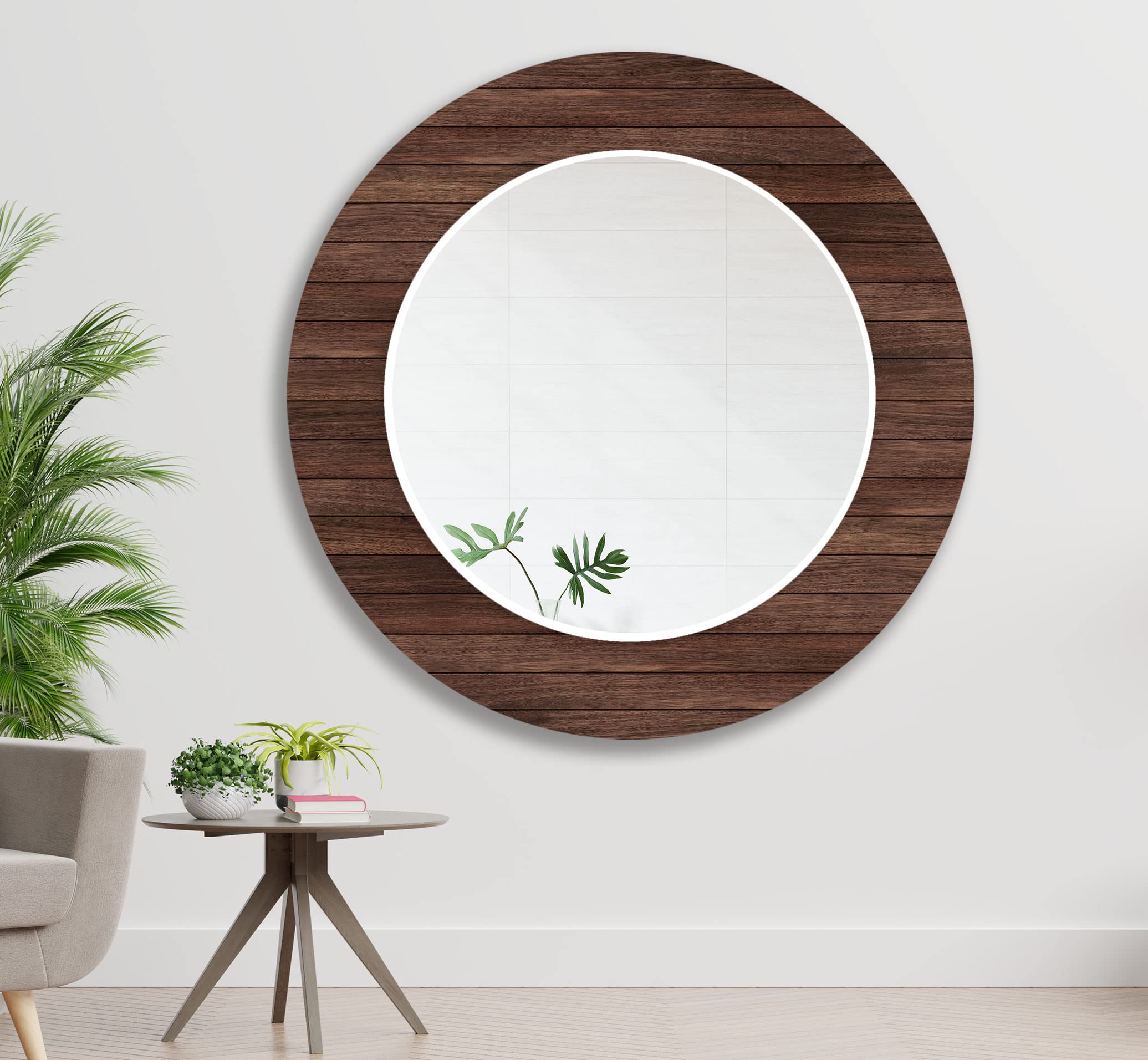 Okrągłe lustro na ścianę, 60 cm, lustro łazienkowe, duże okrągłe lustro, dekoracja ścienna, lustro ze szkła hartowanego, lustro wiszące na ścianie, lustro toaletowe, 141 RM