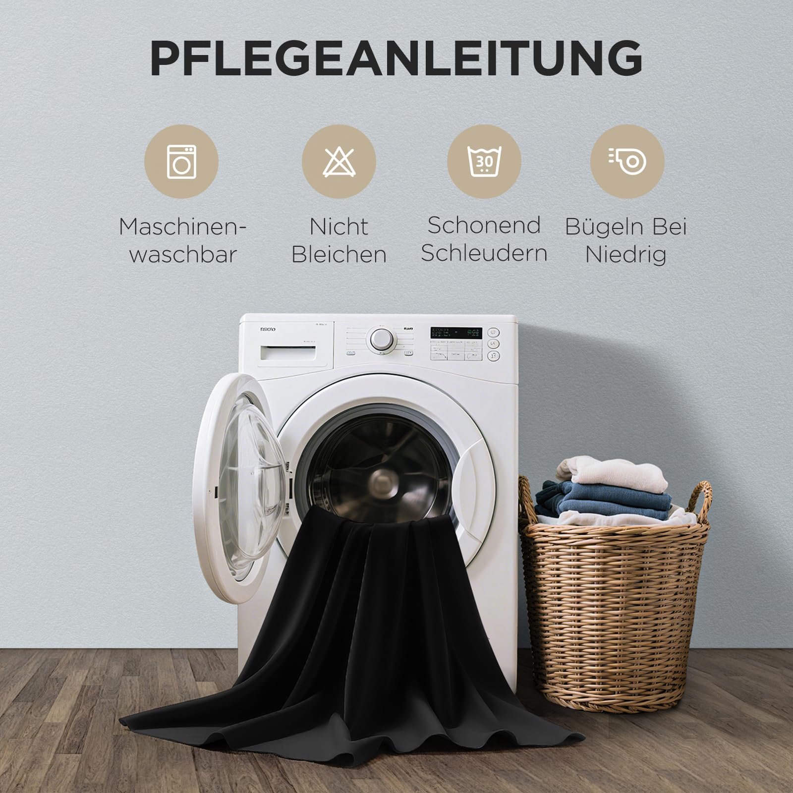 Joydeco Thermovorhang Kälteschutz mit Ösen 2 Stück H 175 x B 140 Vorhänge Blickdicht Schwarz Verdunklungsvorhänge Ösen Thermal Curtains Blackout Vorhang Thermo Wärmeisolierend Schlafzimmer – Bild 8