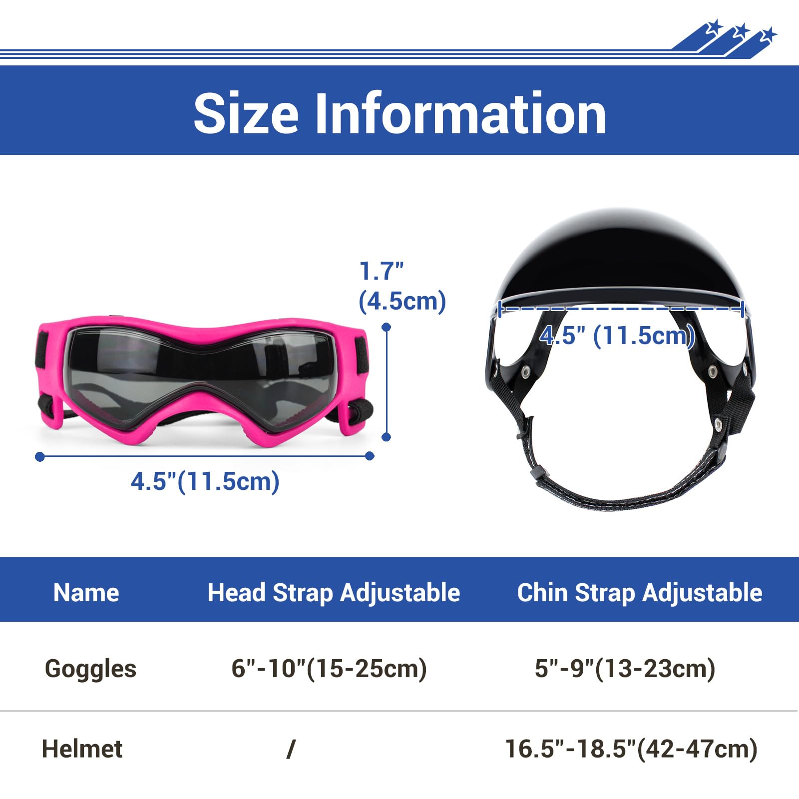 LESYPET Occhiali per cani di piccola taglia con casco, occhiali da sole e casco per guida all'aperto, protezione UV, occhiali da sole per cani di piccola taglia, protezione per gli occhi, rosa e nero
