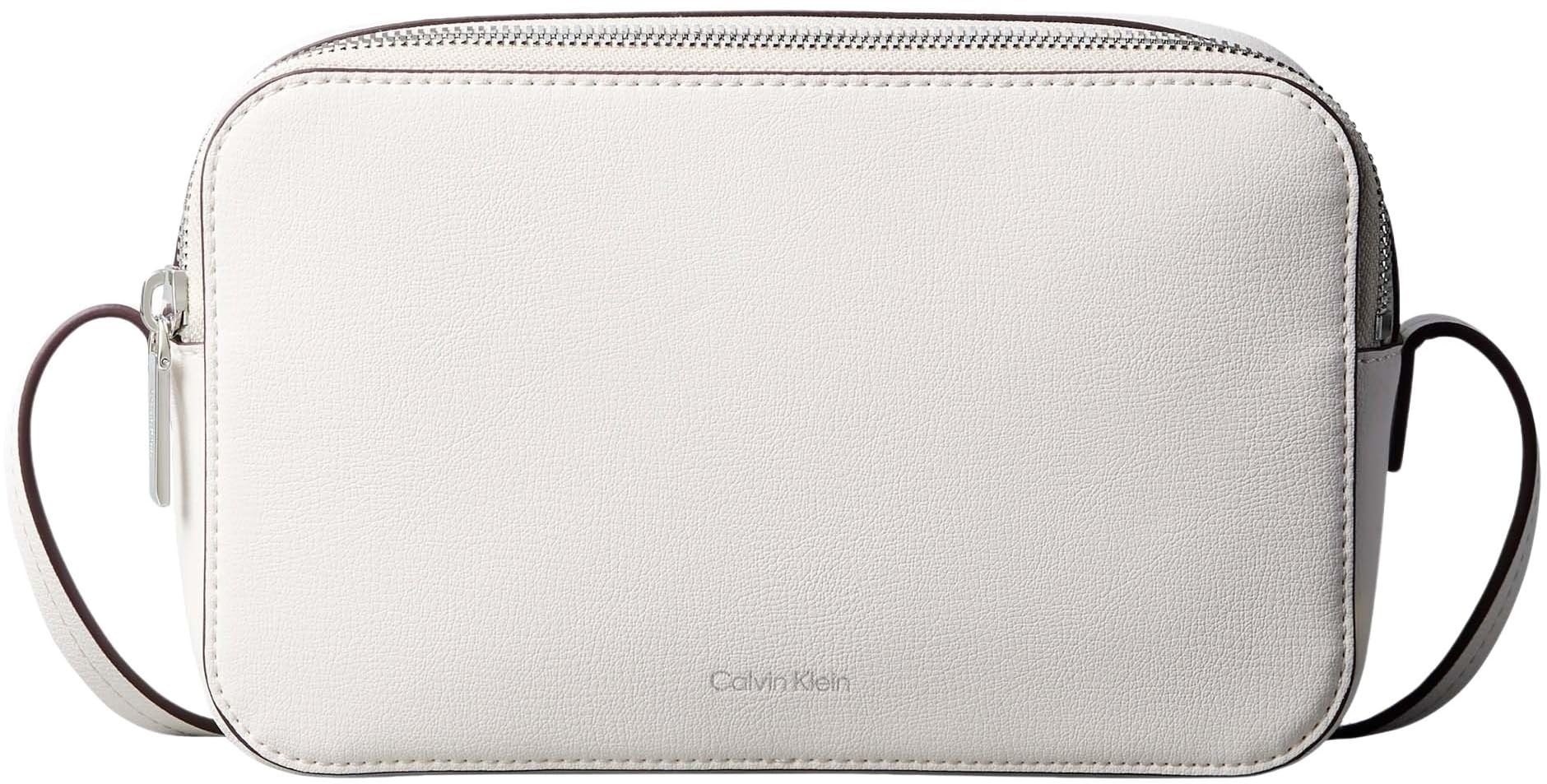 Calvin Klein Women’s Shoulder Bag Logo Elongated Camera Bag with Zip, White (White Alyssum), One Size